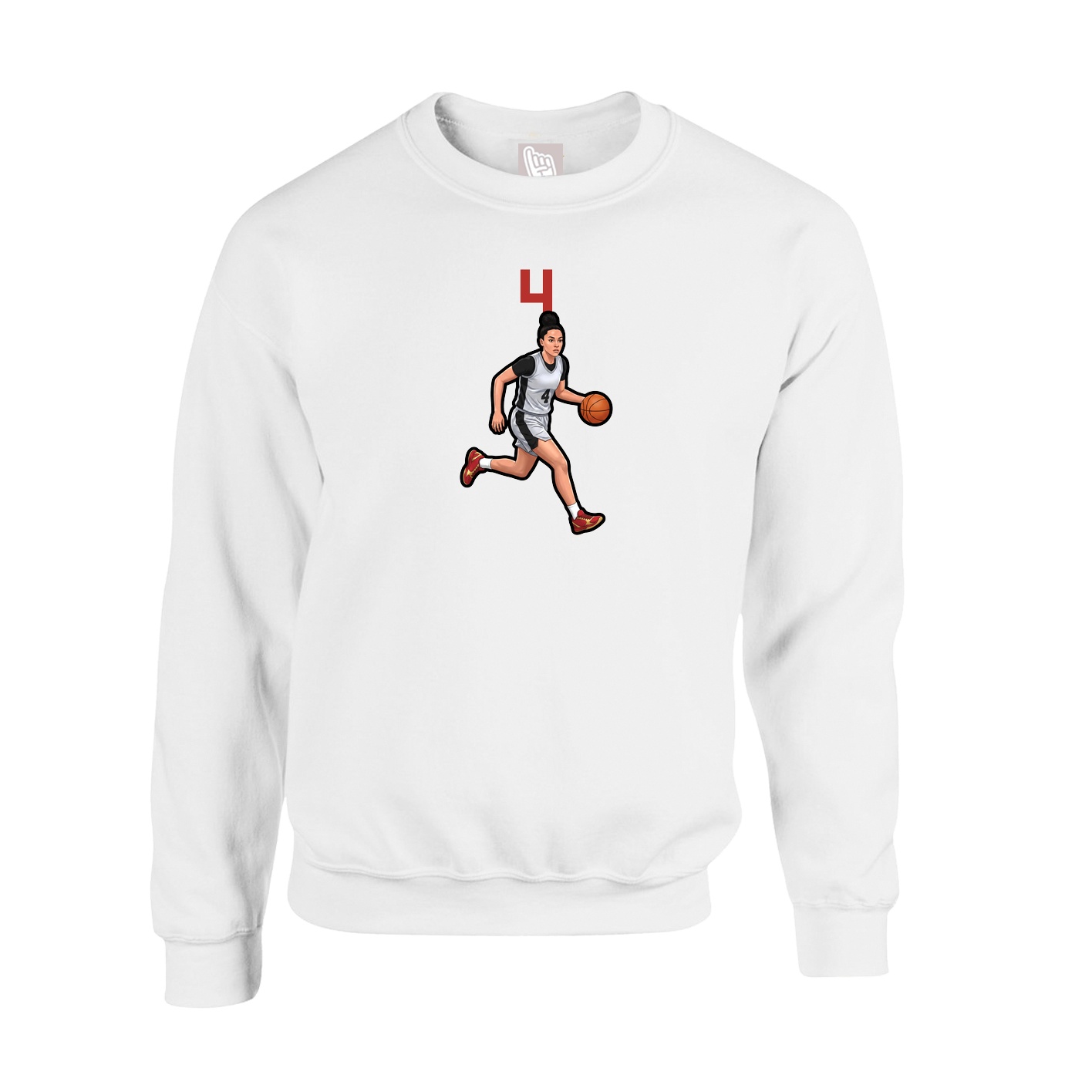 Fleece Crew — Number Top in White