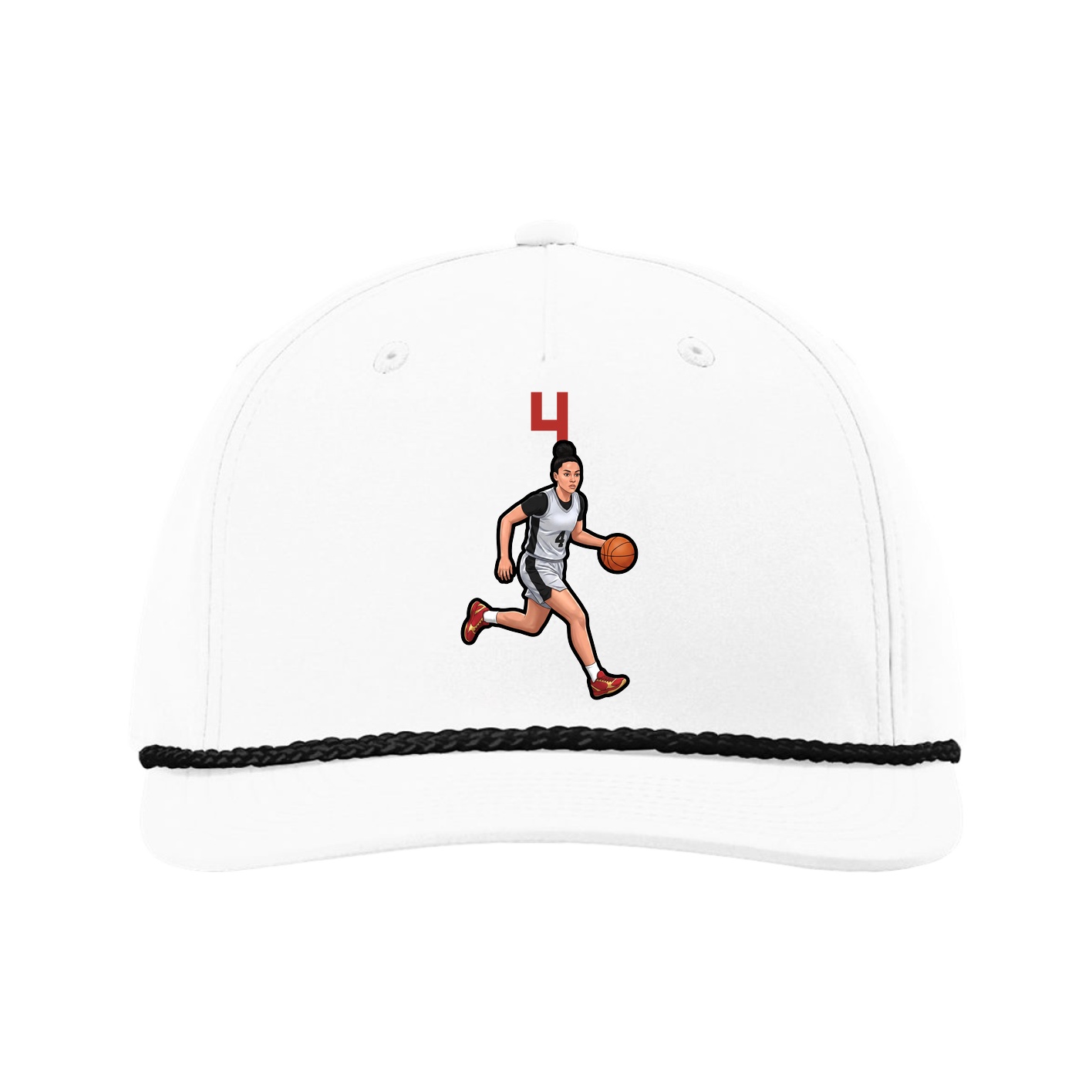 Five-Panel Classic Rope Cap — Number Top in White