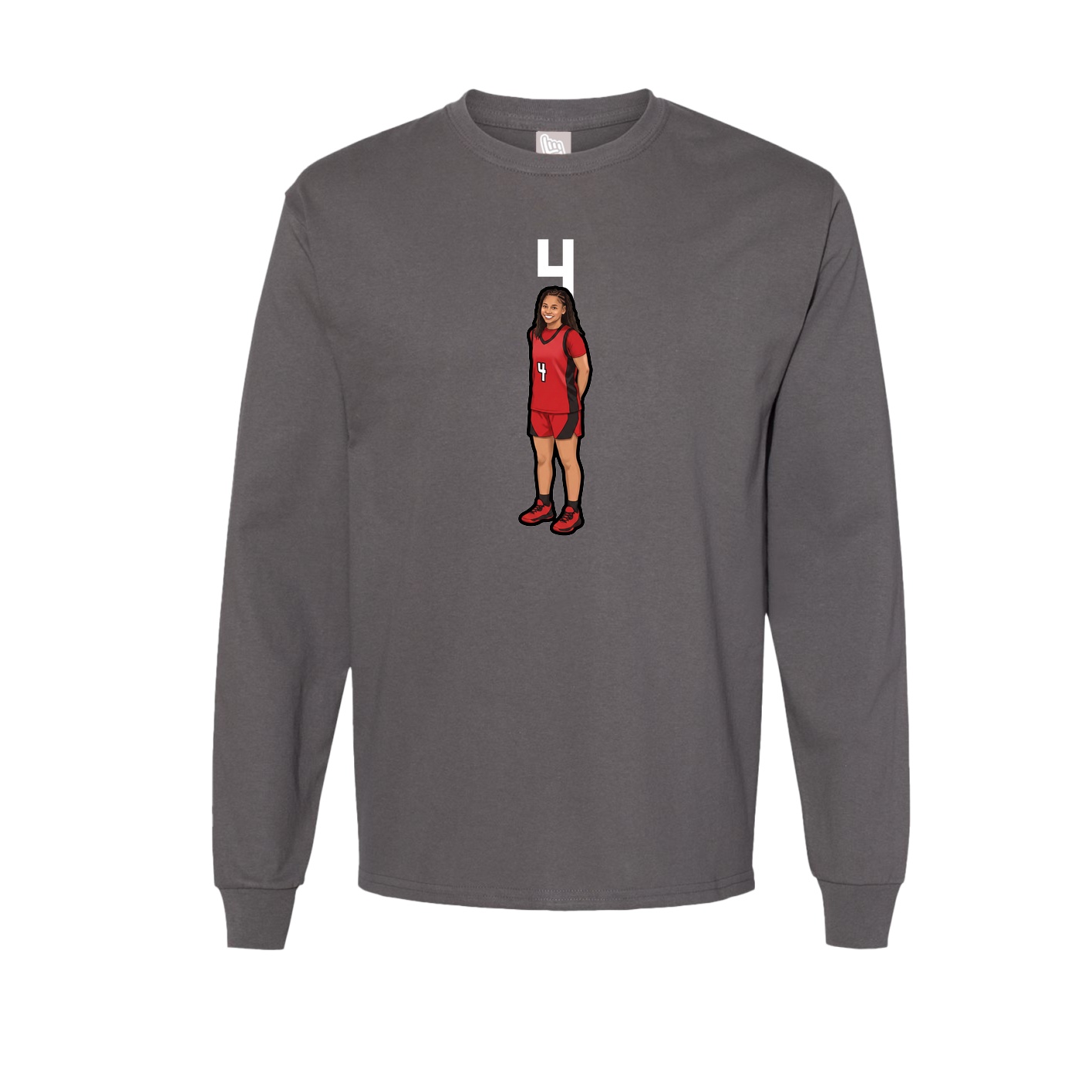 Long Sleeve Tee — Number Top in Grey