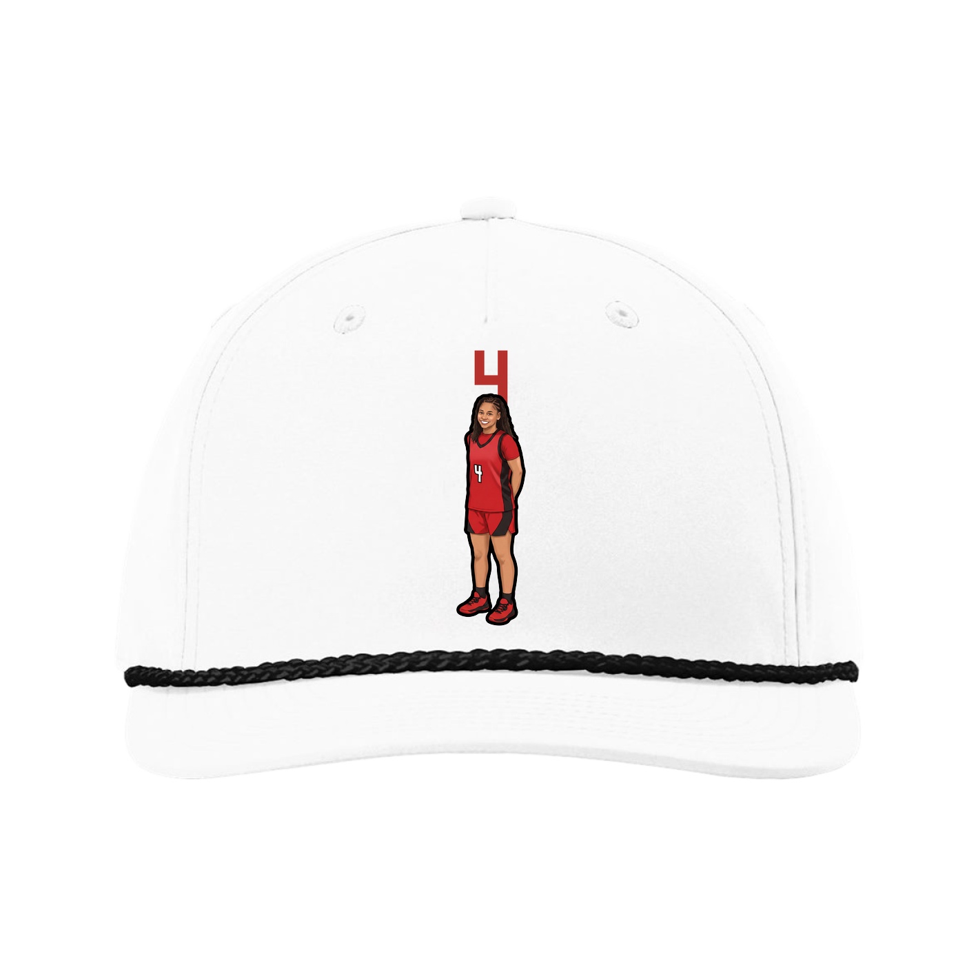 Five-Panel Classic Rope Cap — Number Top in White