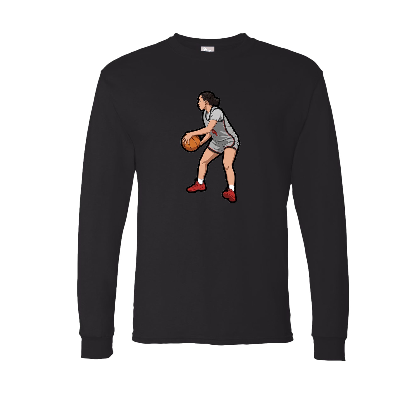 Long Sleeve Tee — Name Vertical in Black