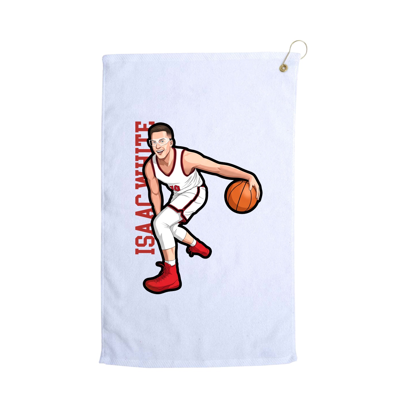 Golf Towel — Name Vertical in White