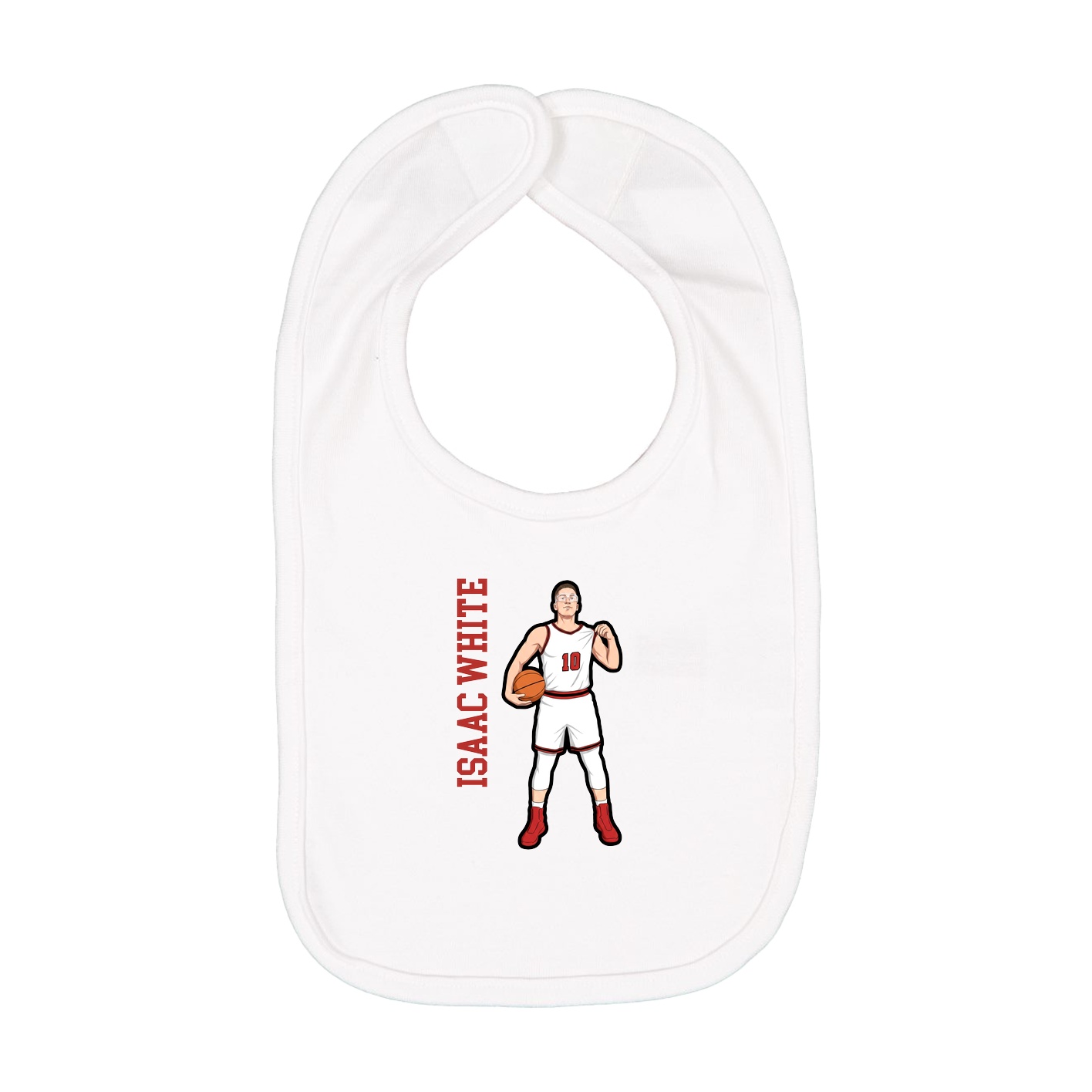 Infant Bib — Name Vertical in White