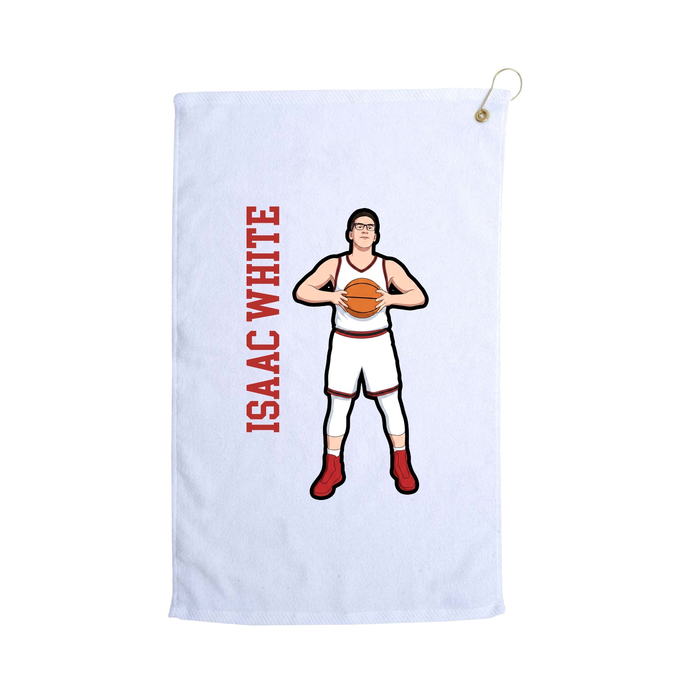 Golf Towel — Name Vertical in White