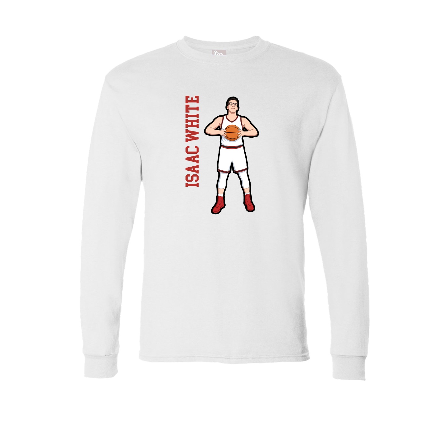 Long Sleeve Tee — Name Vertical in White