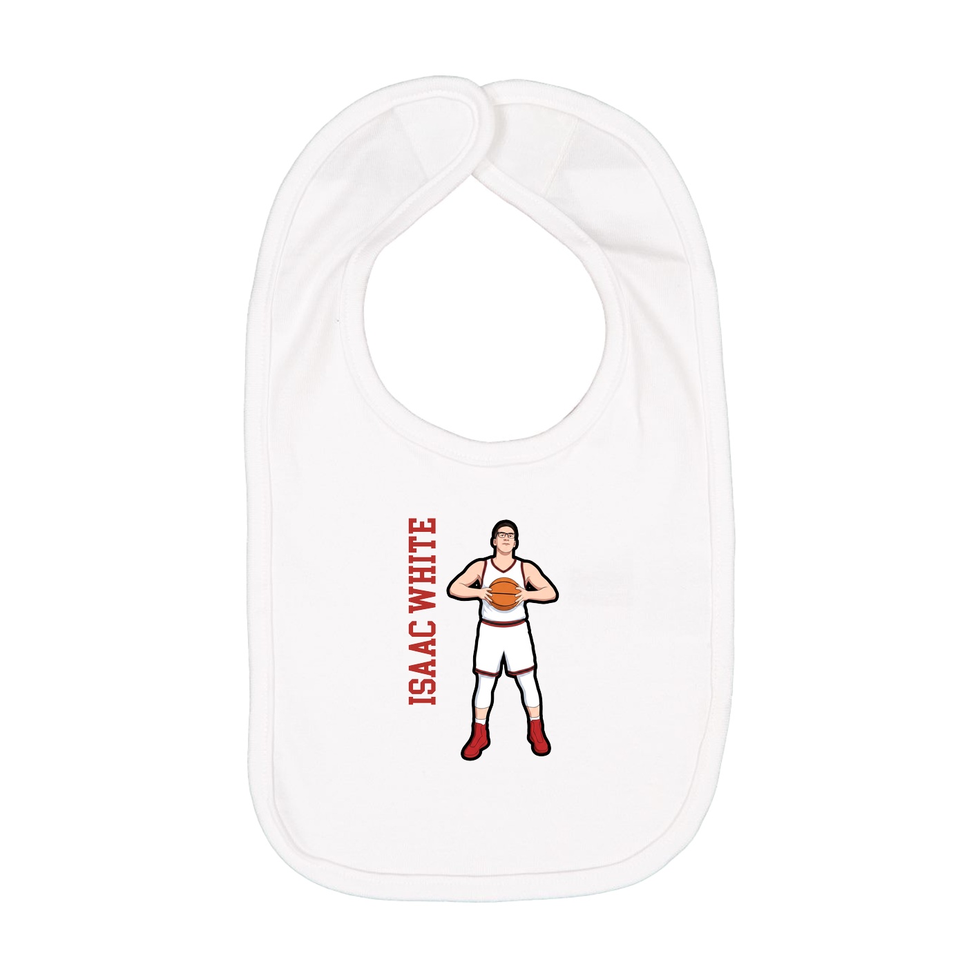 Infant Bib — Name Vertical in White