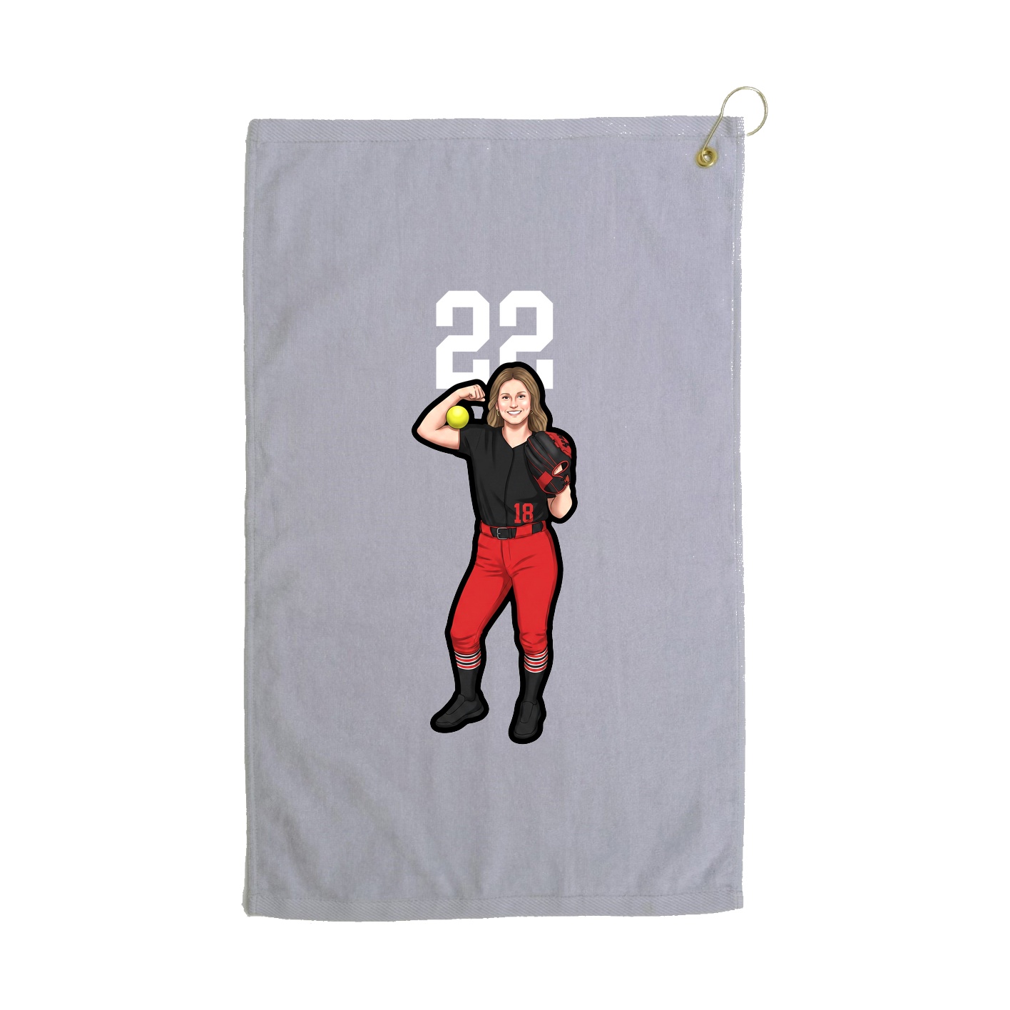 Golf Towel — Number Top in Grey