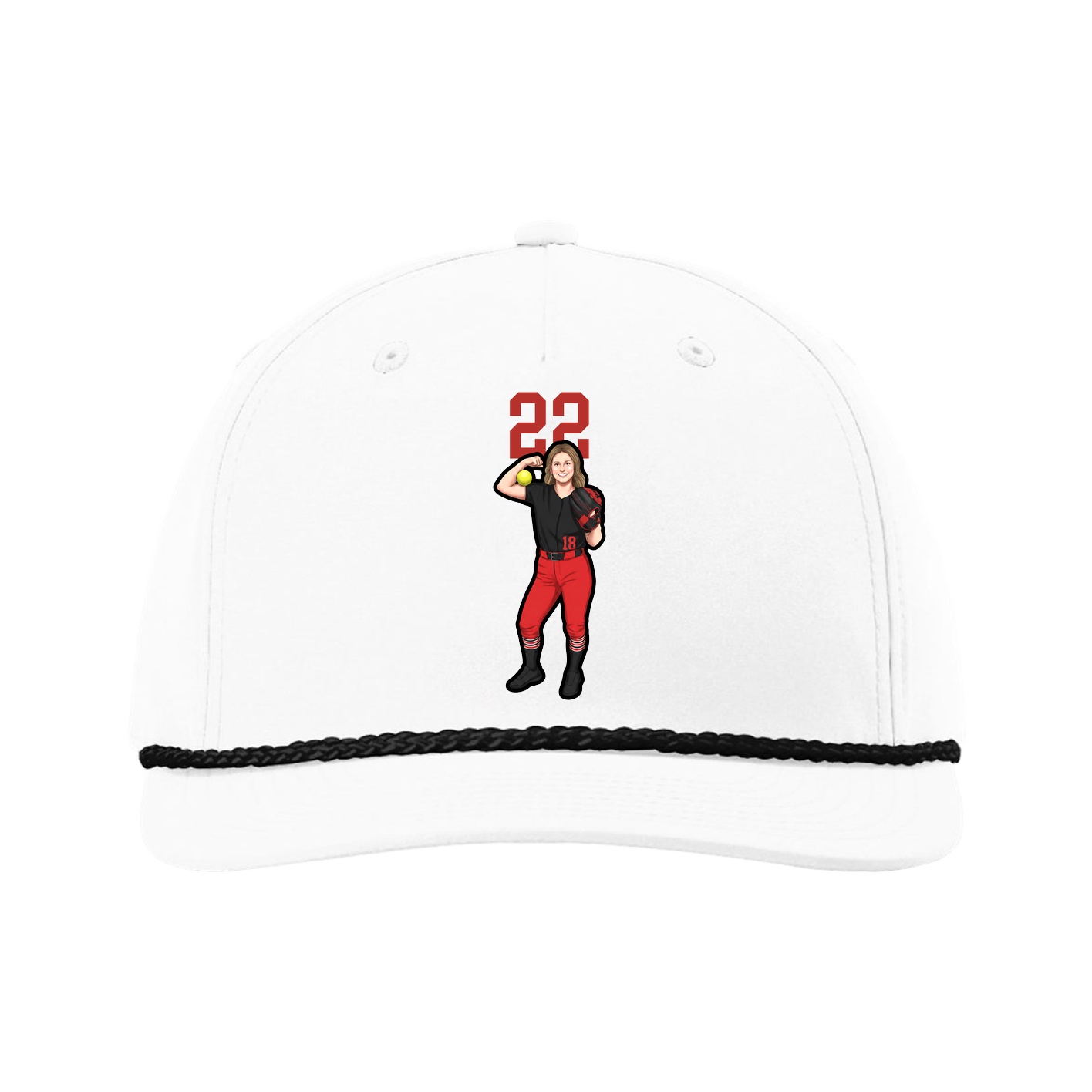 Five-Panel Classic Rope Cap — Number Top in White