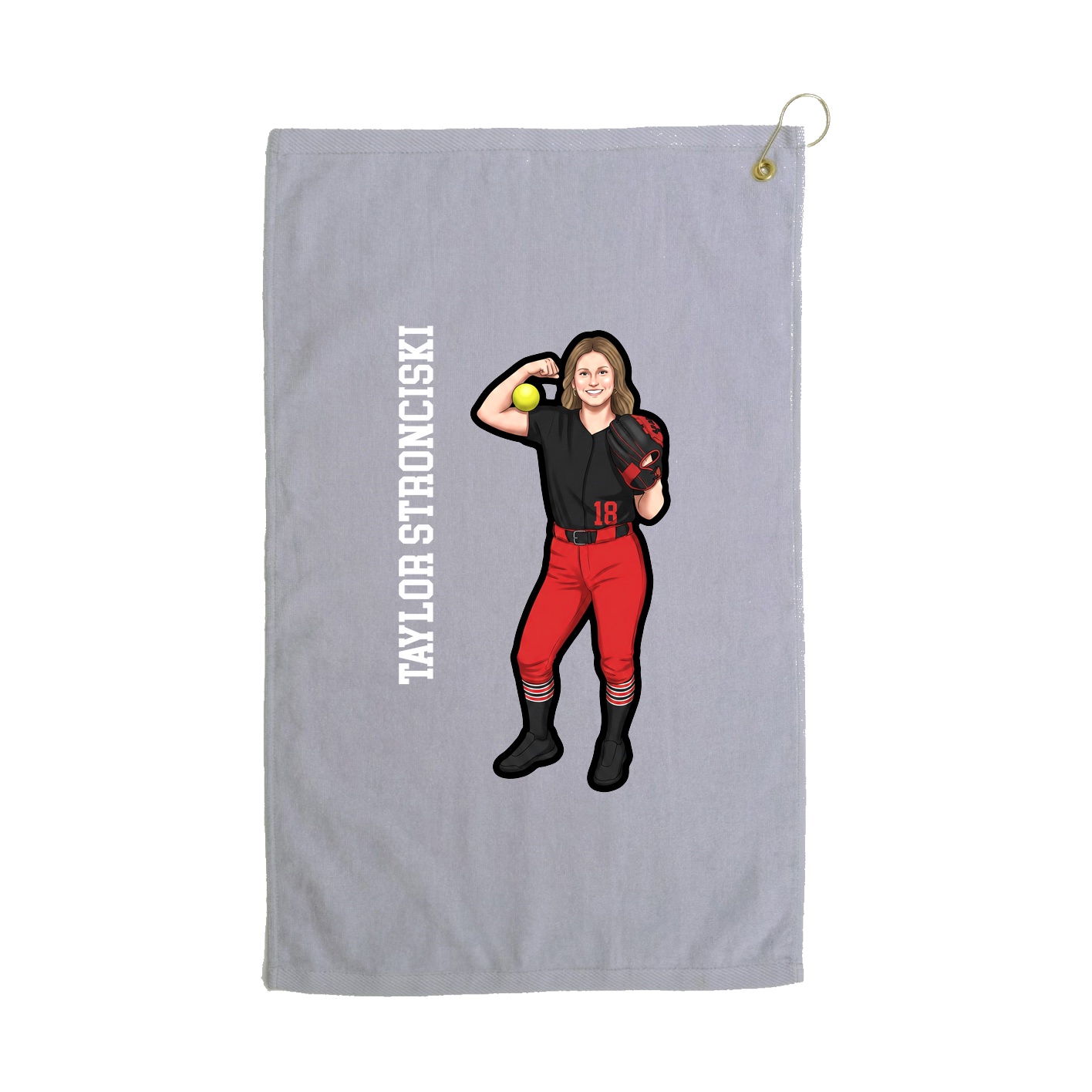 Golf Towel — Name Vertical in Grey