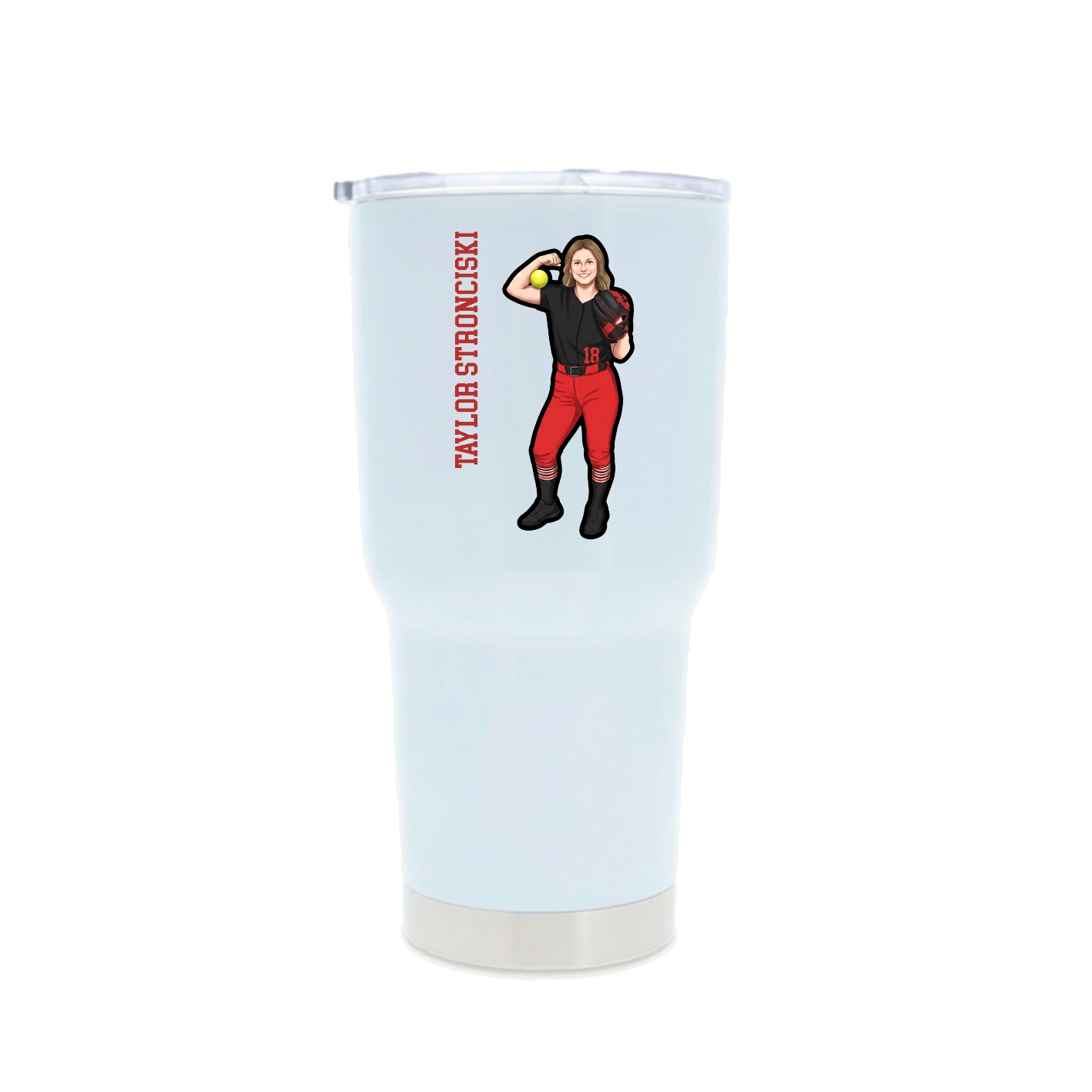 30oz Stainless Steel Tumbler — Name Vertical in White