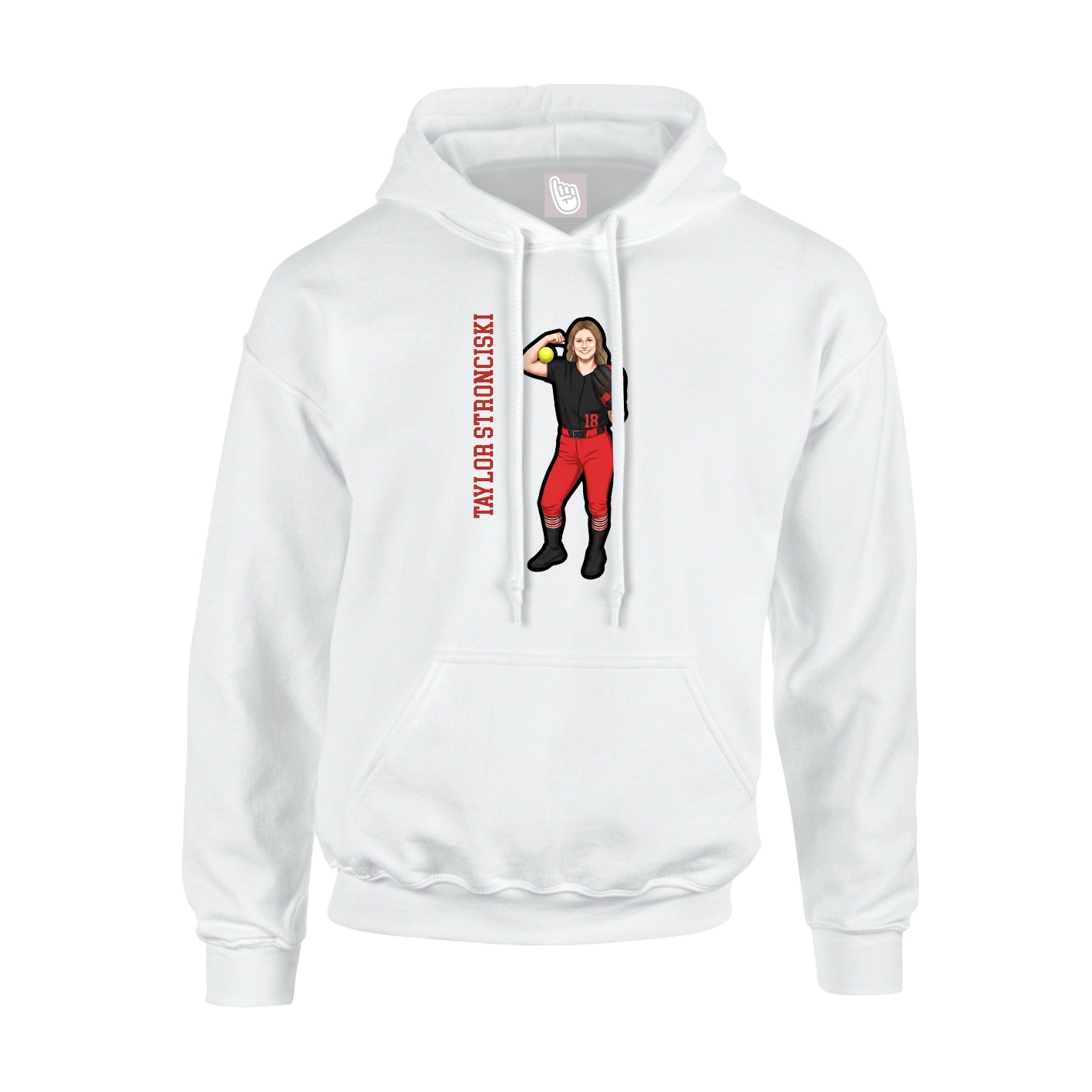 Youth Hoodie — Name Vertical in White