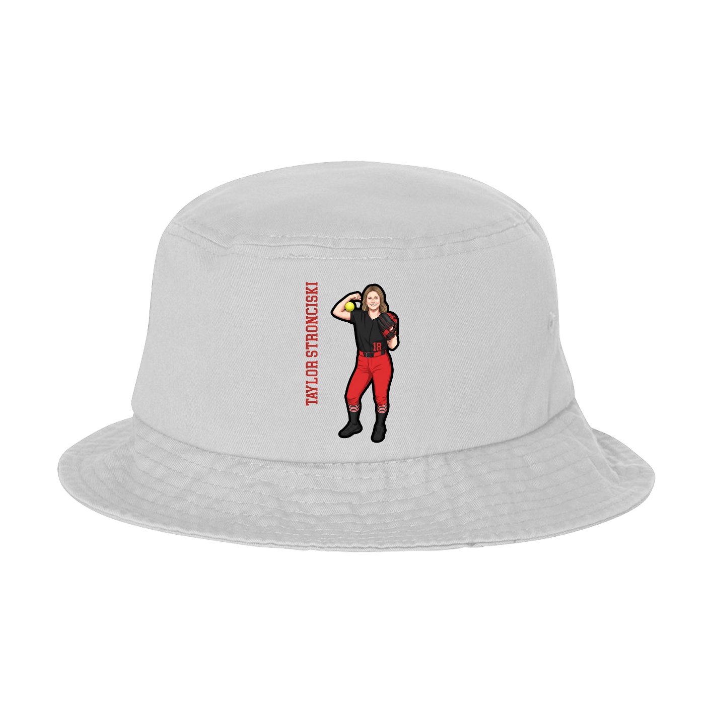 Bucket Cap — Name Vertical in White