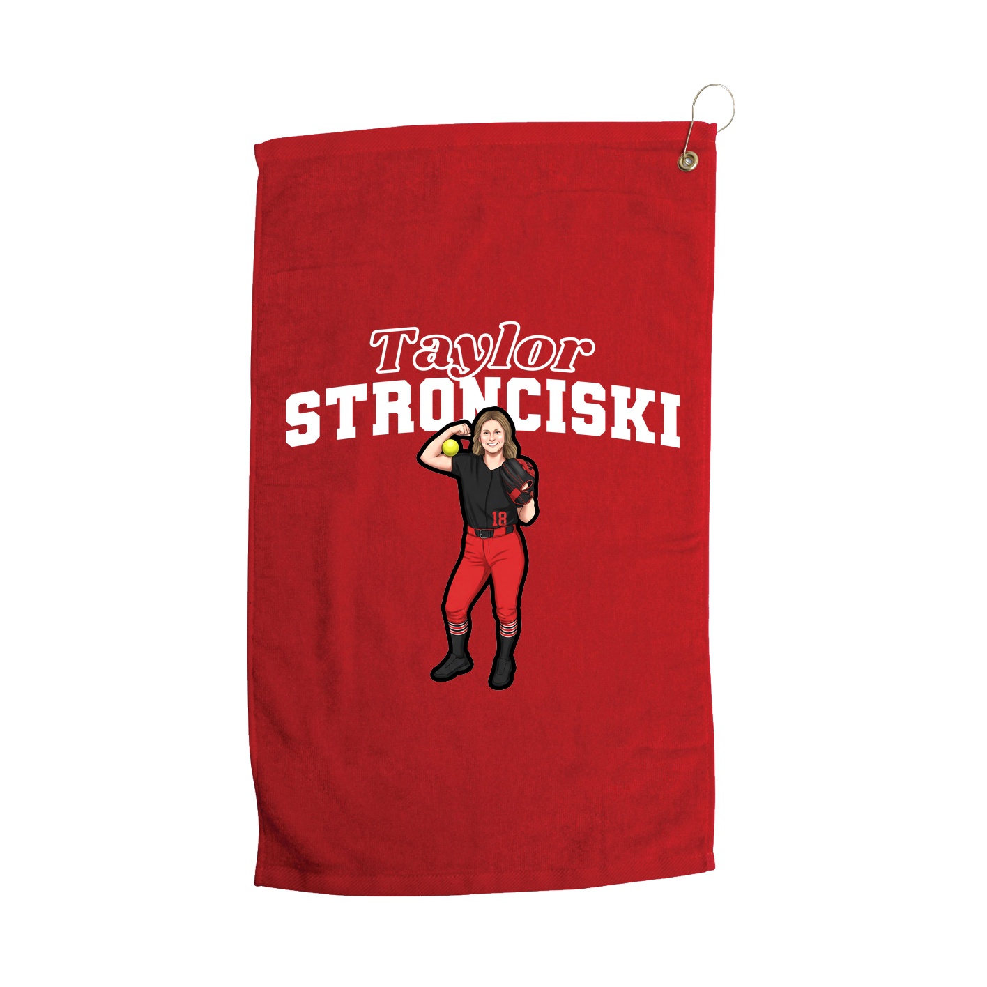 Golf Towel — Name Arch in Red
