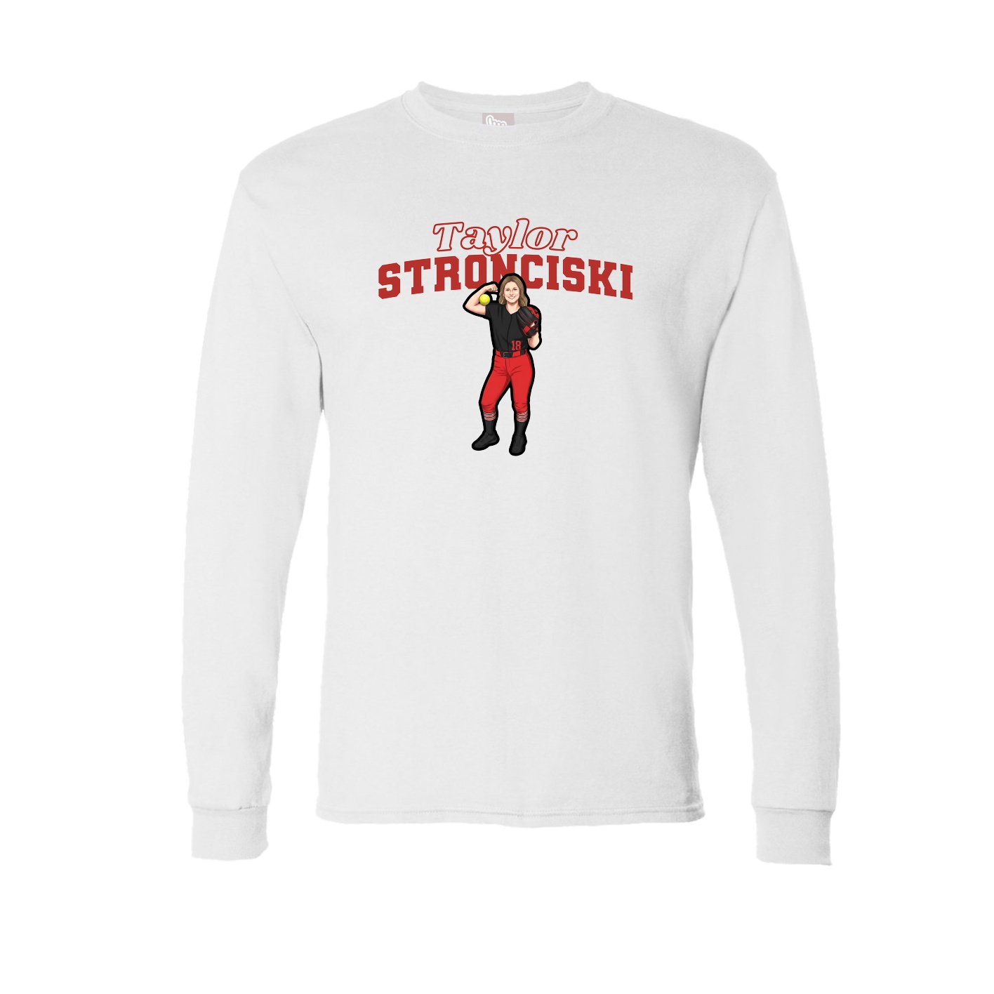 Long Sleeve Tee — Name Arch in White