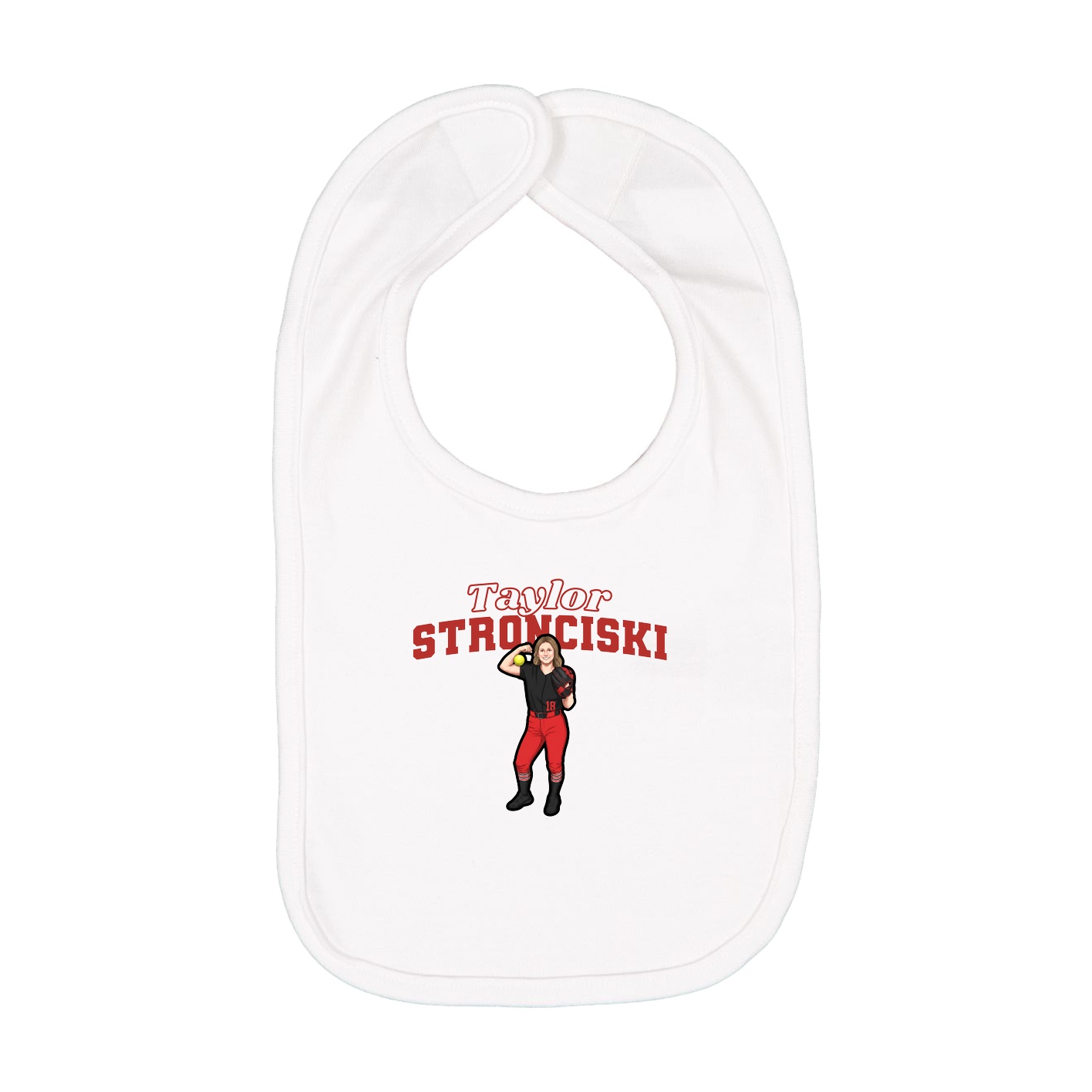 Infant Bib — Name Arch in White