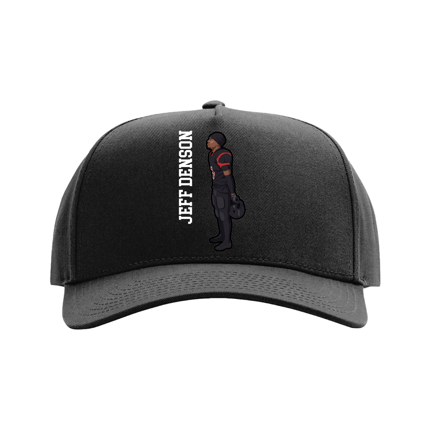 Full Fabric Five-Panel Champ Cap — Name Vertical in Black