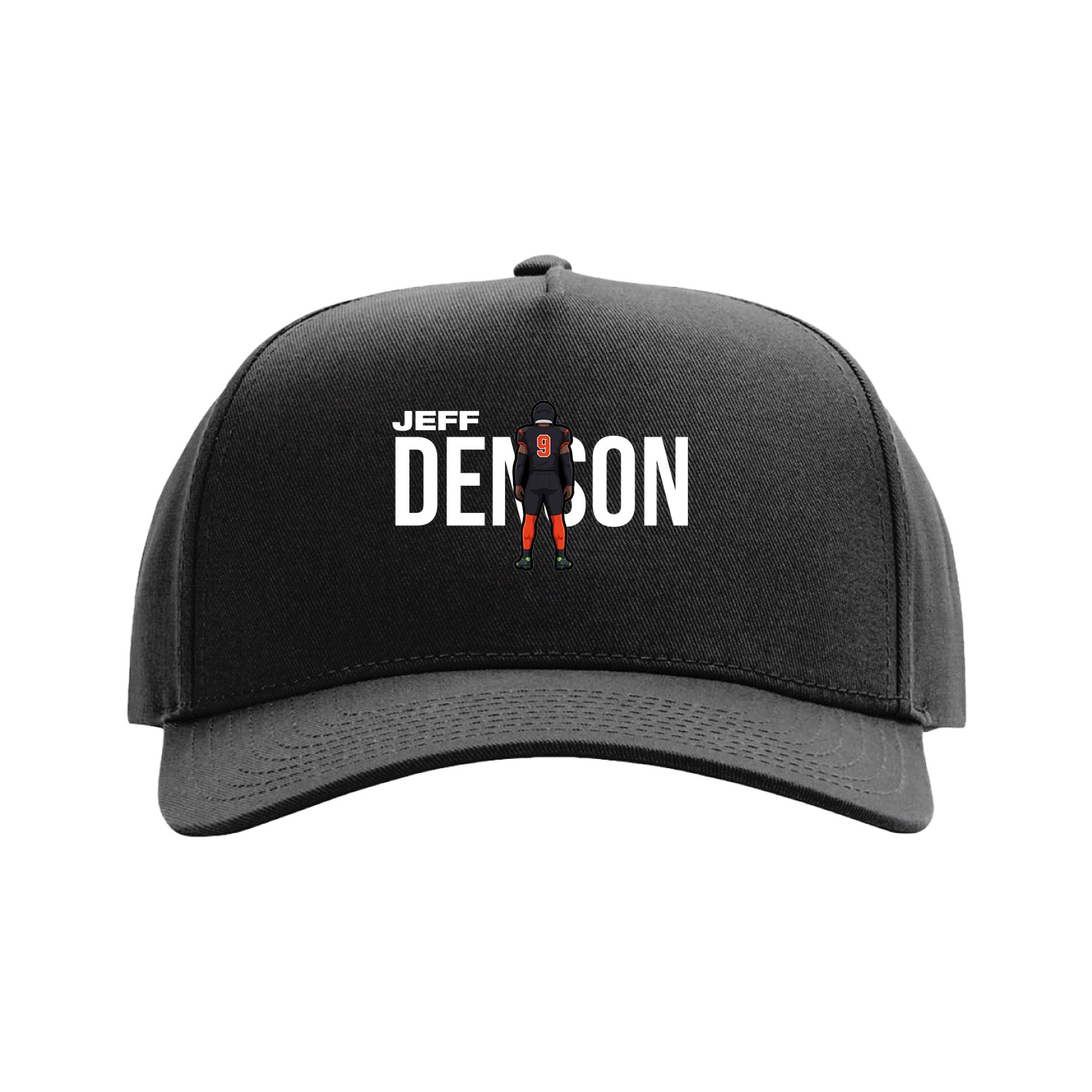 Full Fabric Five-Panel Champ Cap — Player Name in Black