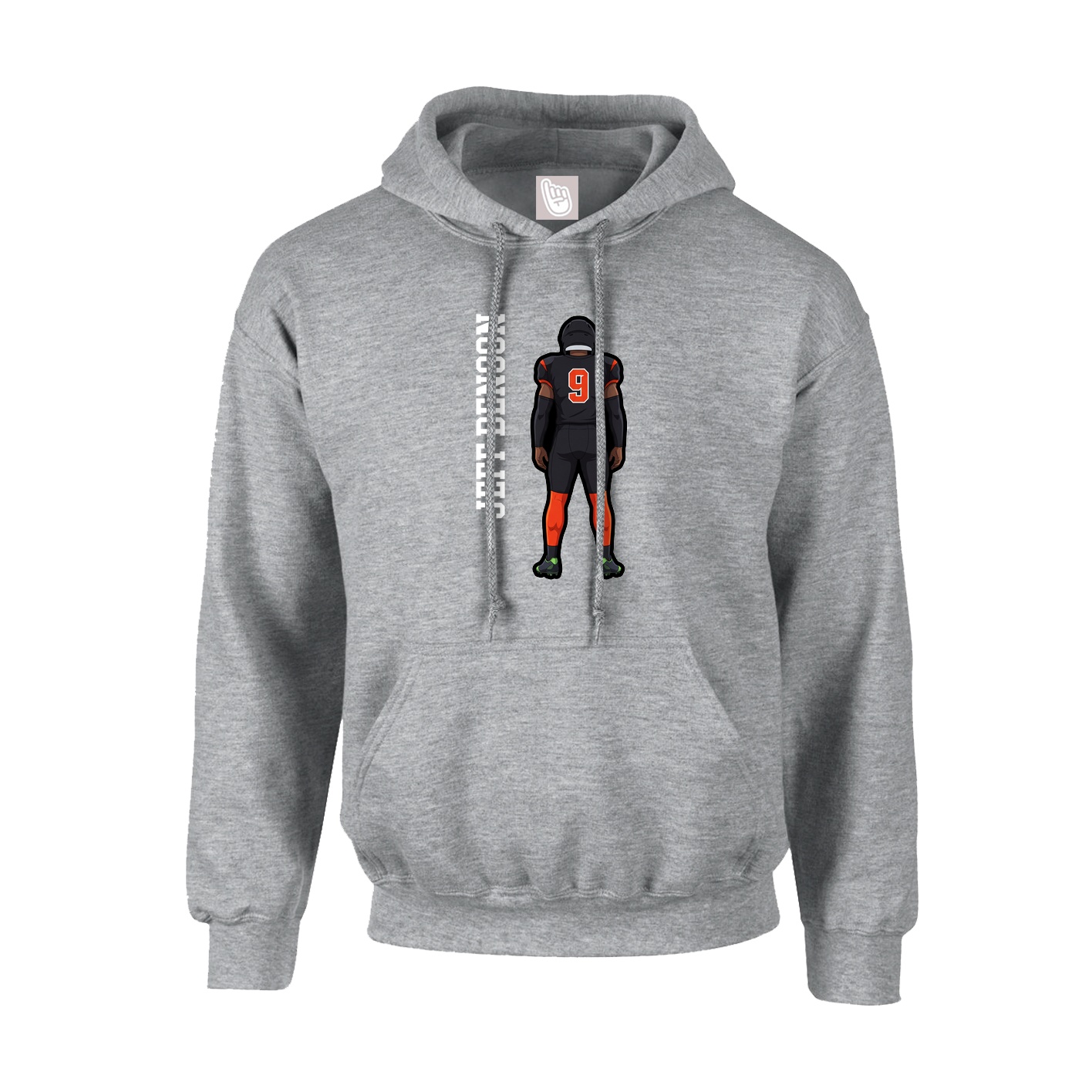 Youth Hoodie — Name Vertical in Grey