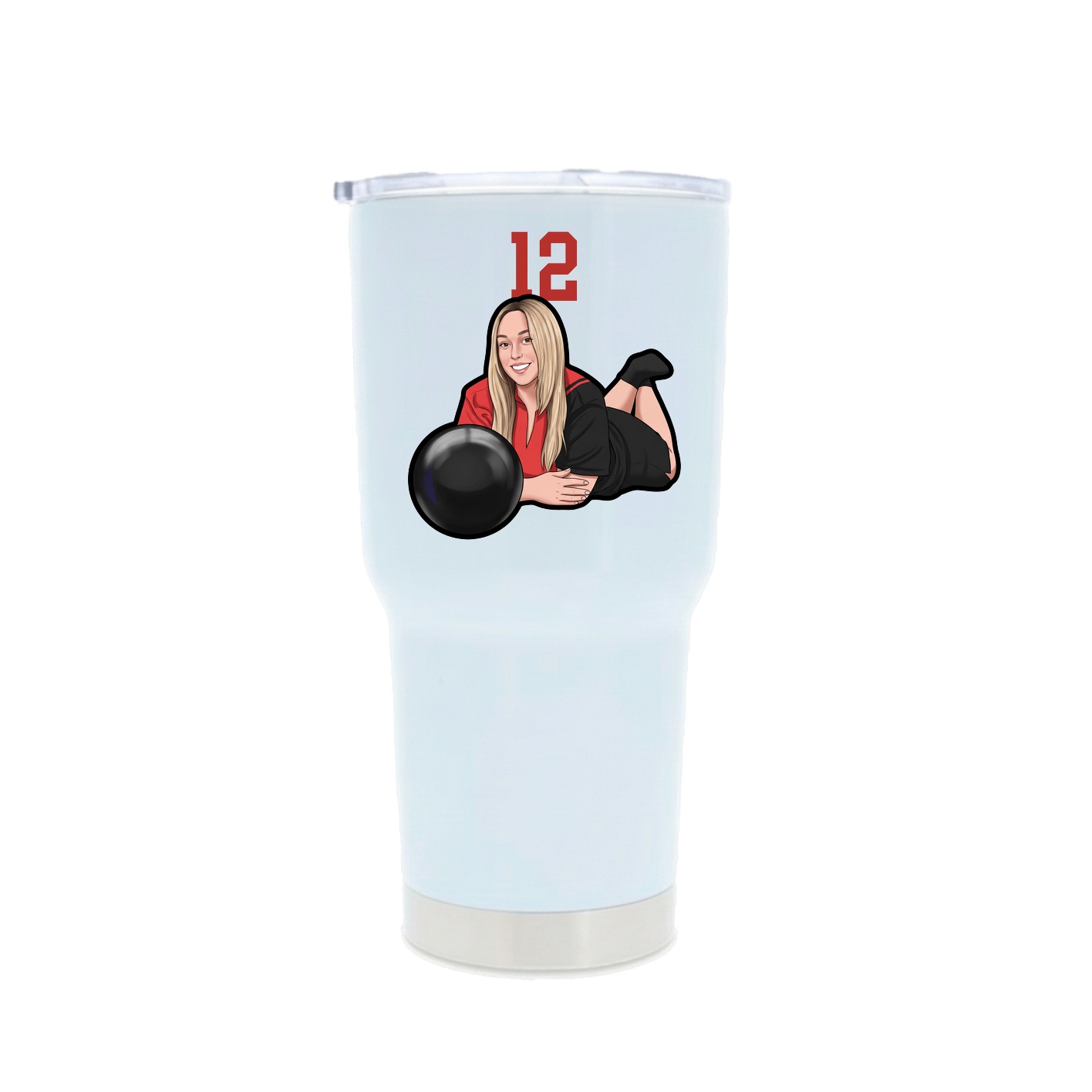 30oz Stainless Steel Tumbler — Number Top in White