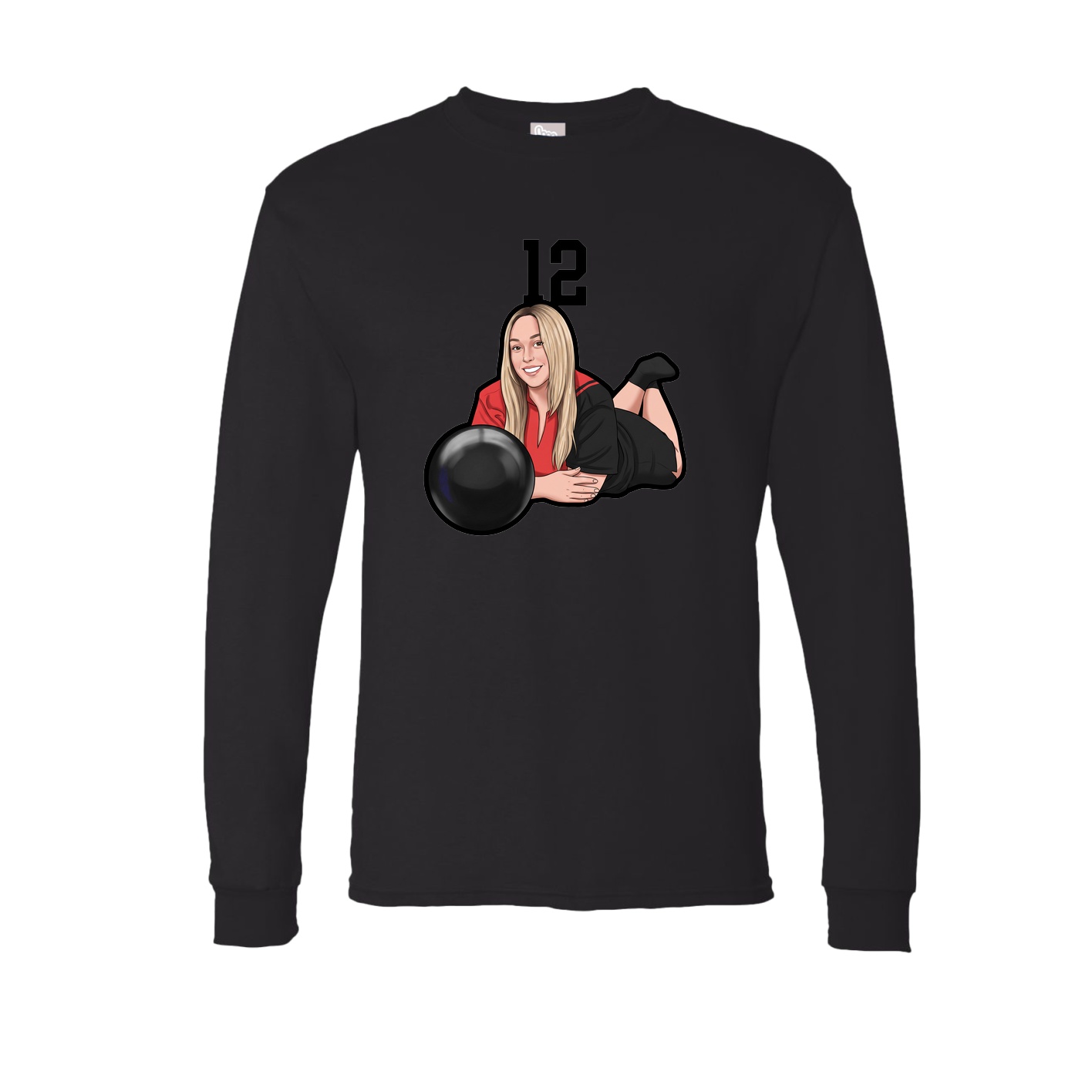 Long Sleeve Tee — Number Top in Black