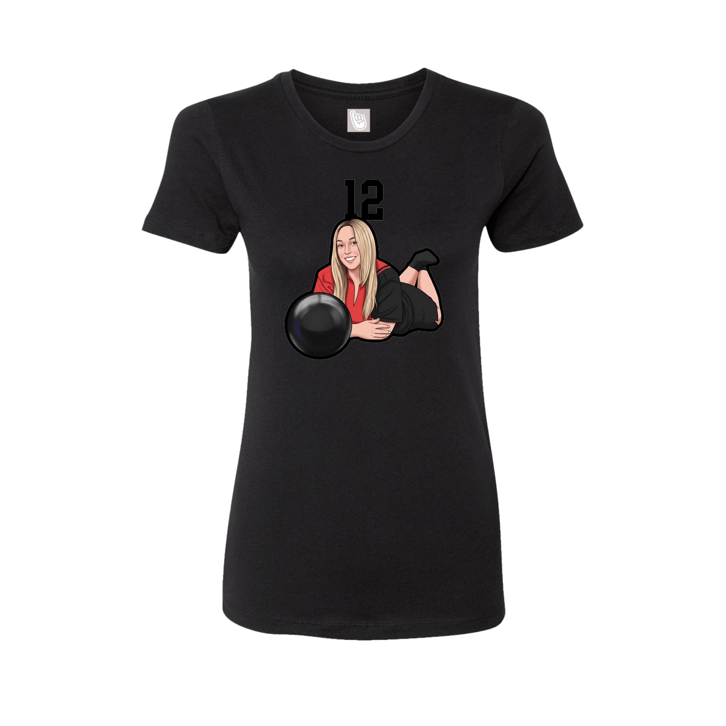 Fitted Women's Tee — Number Top in Black