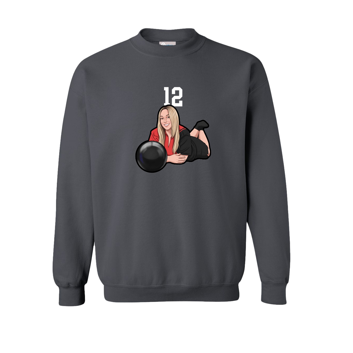Fleece Crew — Number Top in Grey