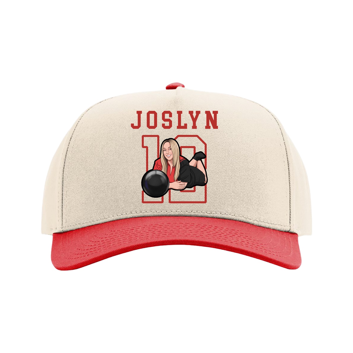 Full Fabric Five-Panel Champ Cap — Shirsey in Cream/Red