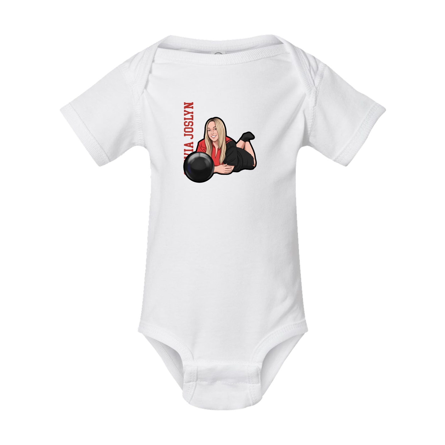 Baby Onesie — Name Vertical in White