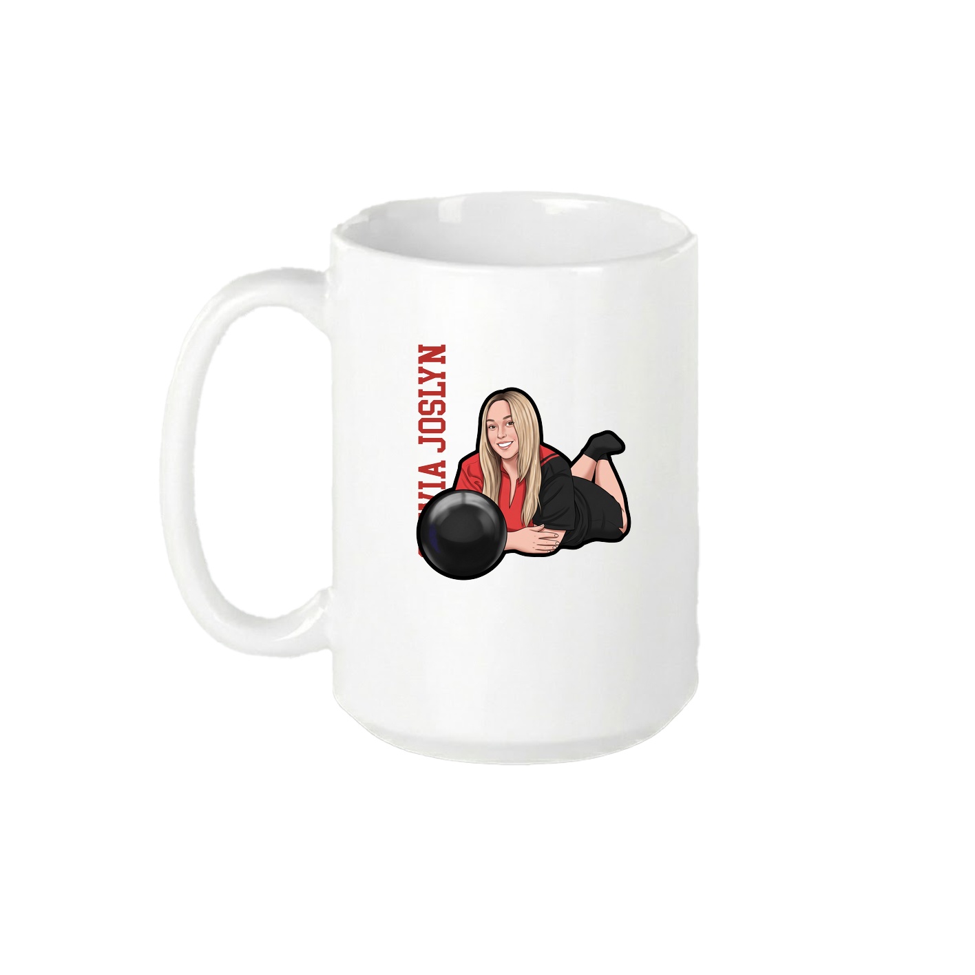 15oz Coffee Mug — Name Vertical in White