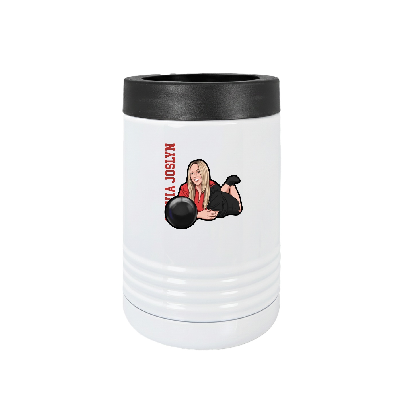 Beverage Holder — Name Vertical in White