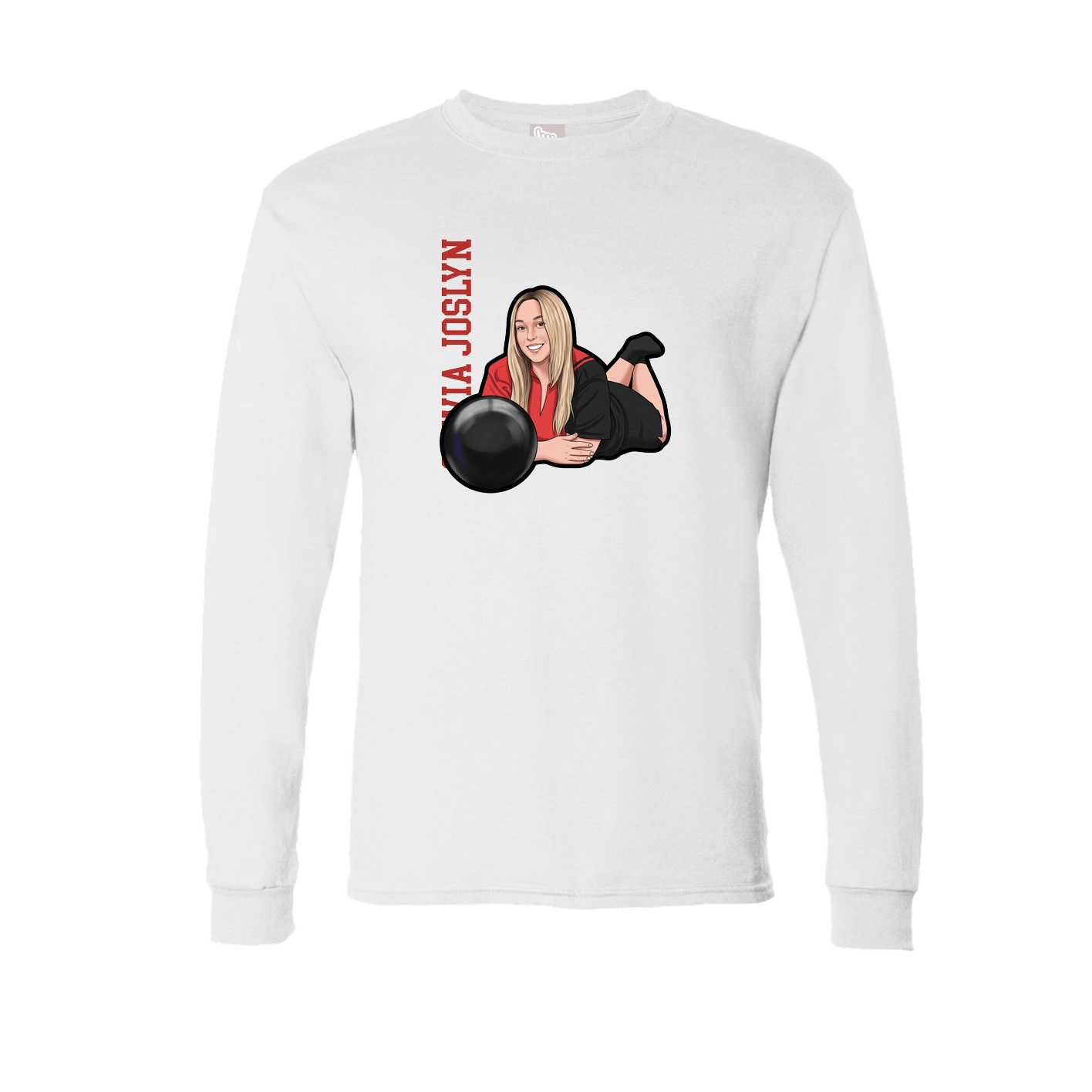 Long Sleeve Tee — Name Vertical in White