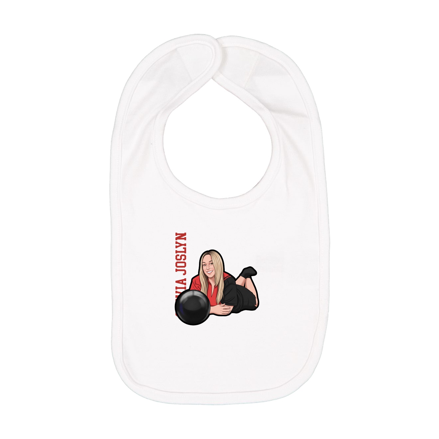 Infant Bib — Name Vertical in White