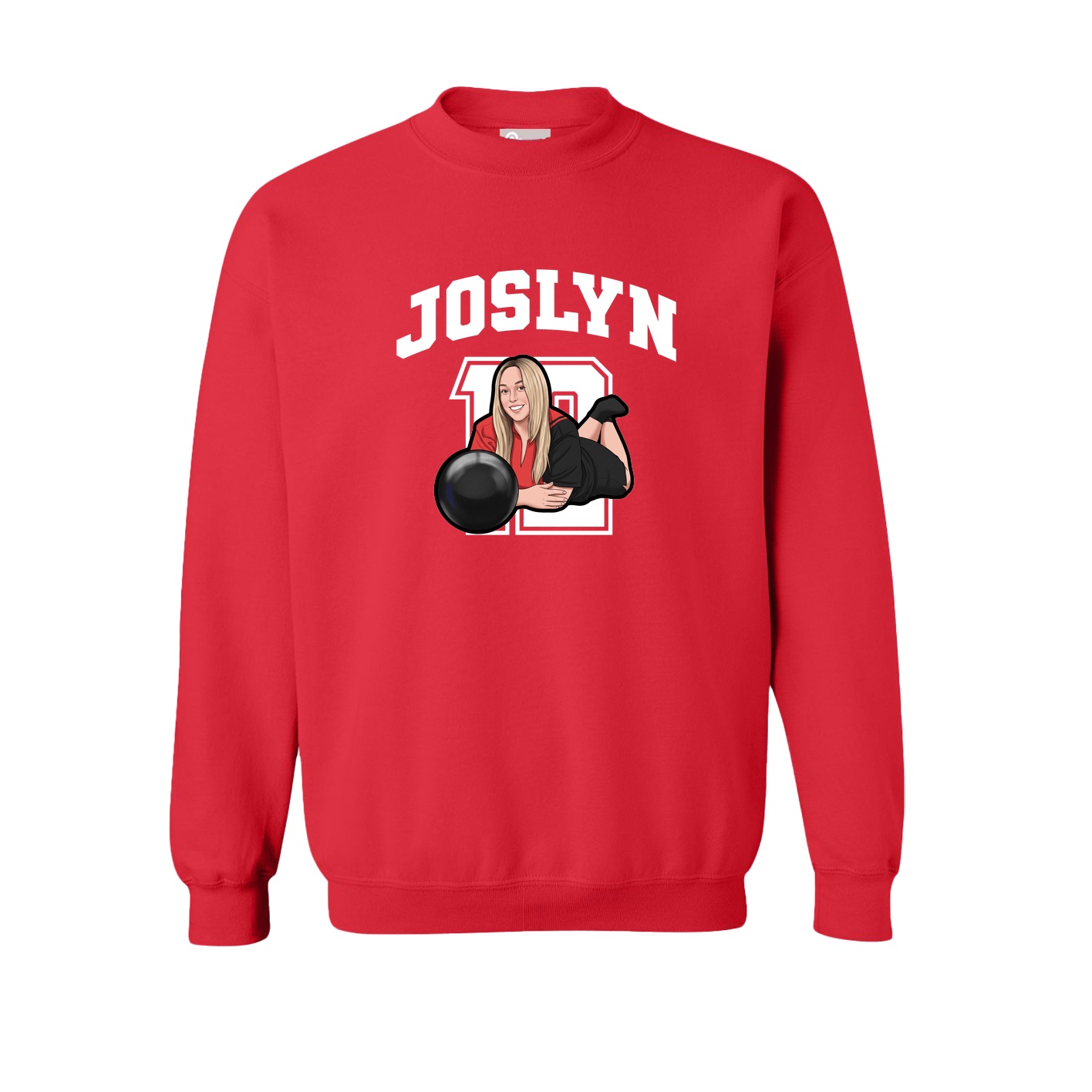 Fleece Crew — Number in Red