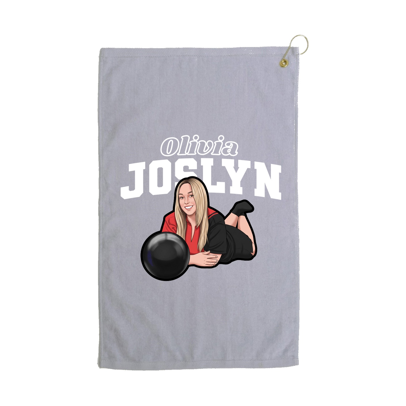 Golf Towel — Name Arch in Grey
