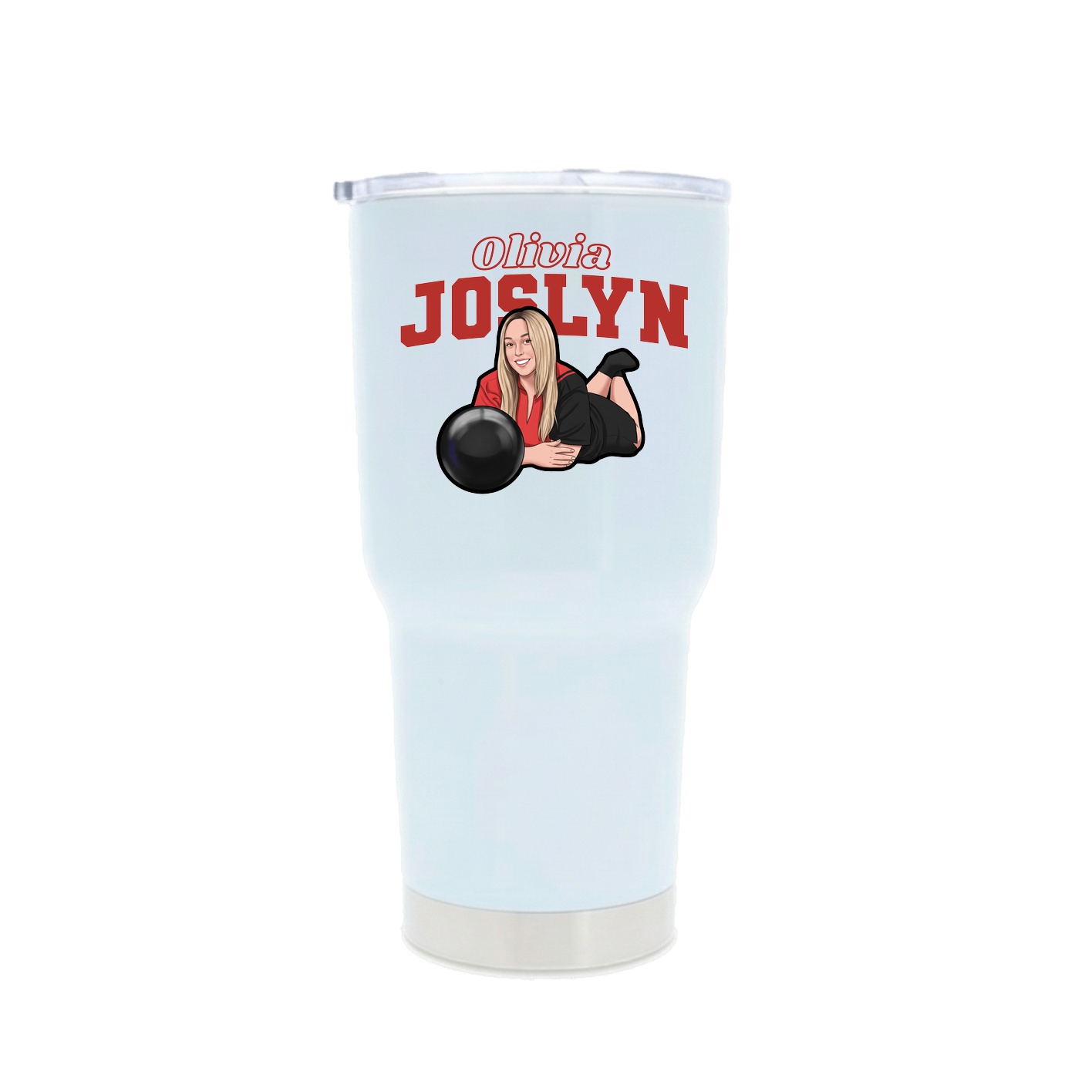 30oz Stainless Steel Tumbler — Name Arch in White