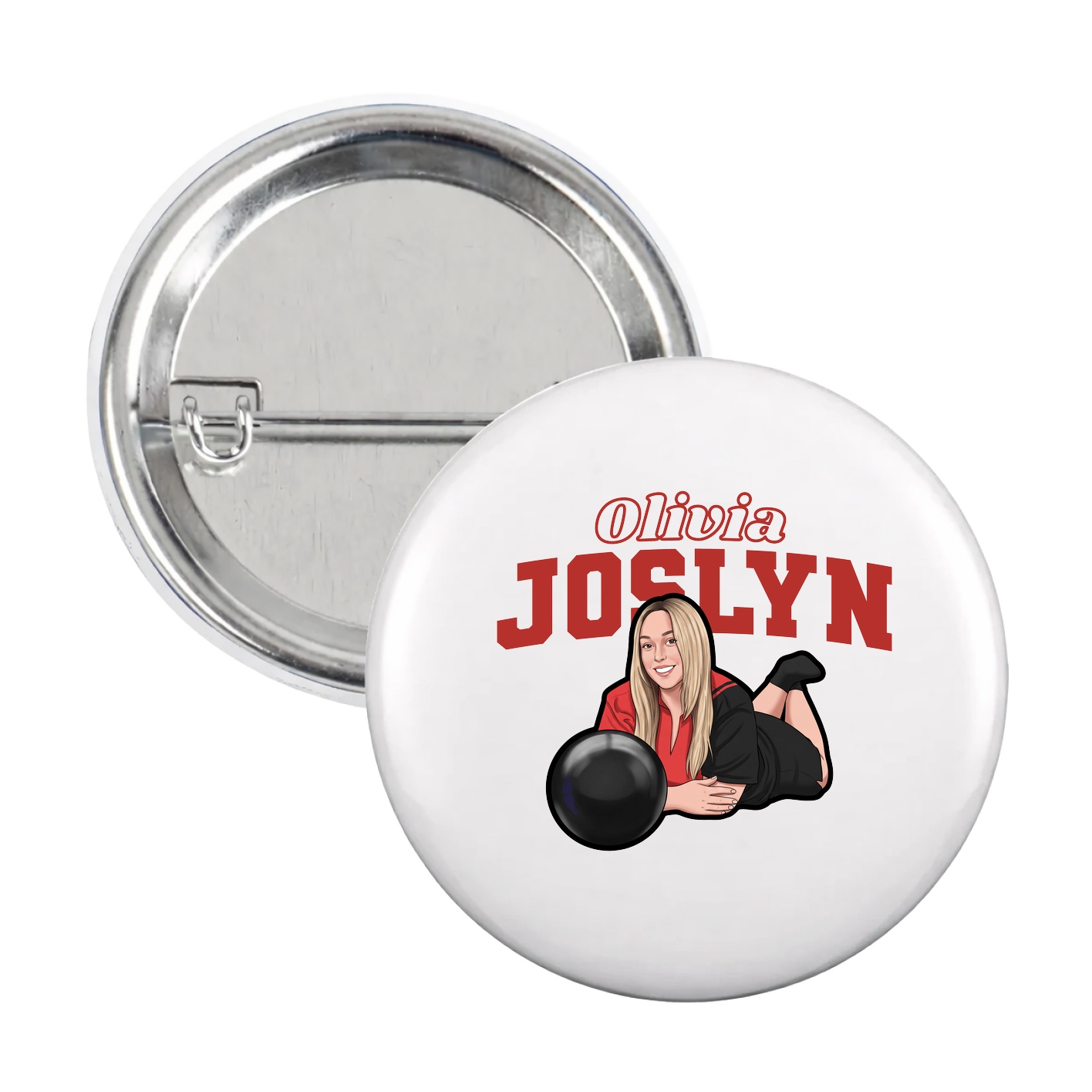 Game Day Button — Name Arch in White