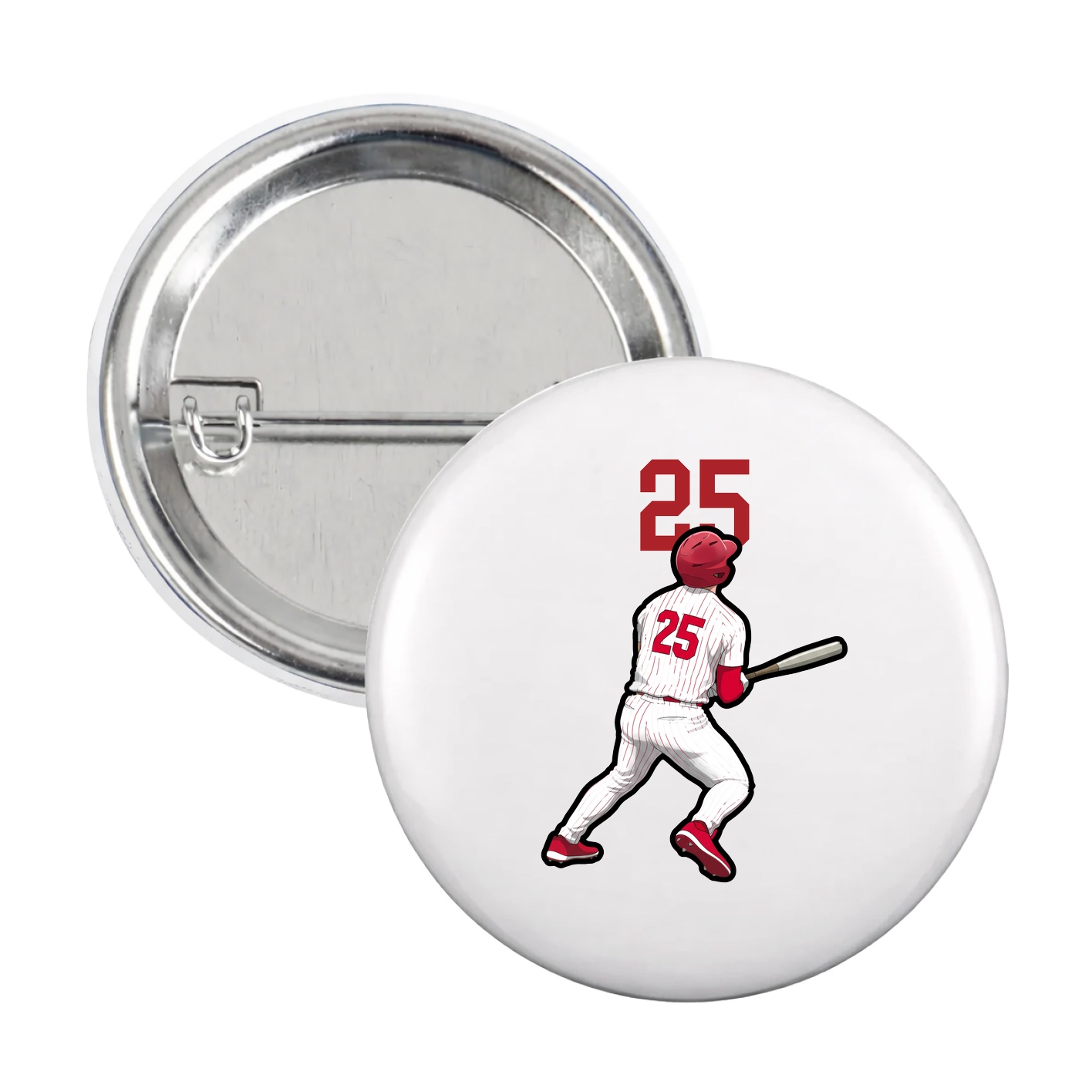 Game Day Button — Number Top in White