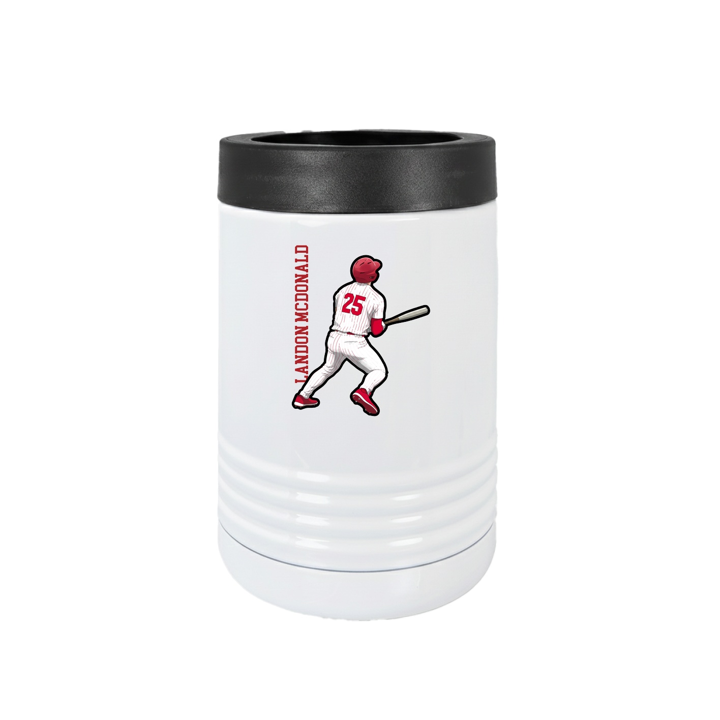 Beverage Holder — Name Vertical in White