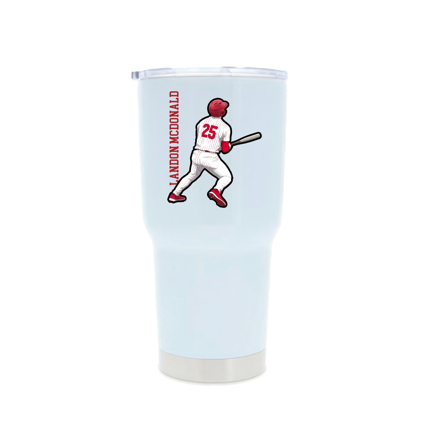 30oz Stainless Steel Tumbler — Name Vertical in White