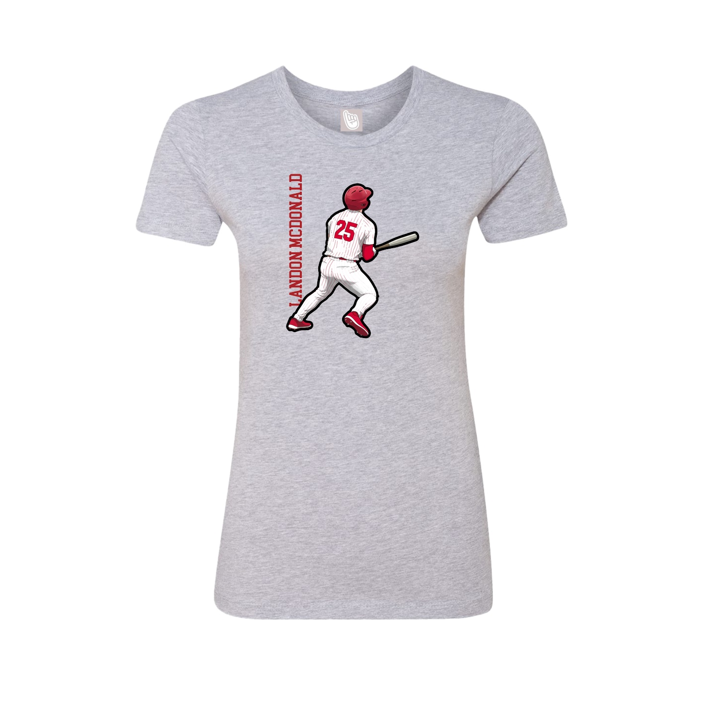 Fitted Women's Tee — Name Vertical in Grey