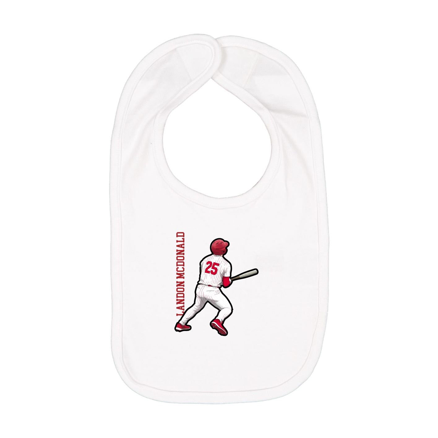 Infant Bib — Name Vertical in White