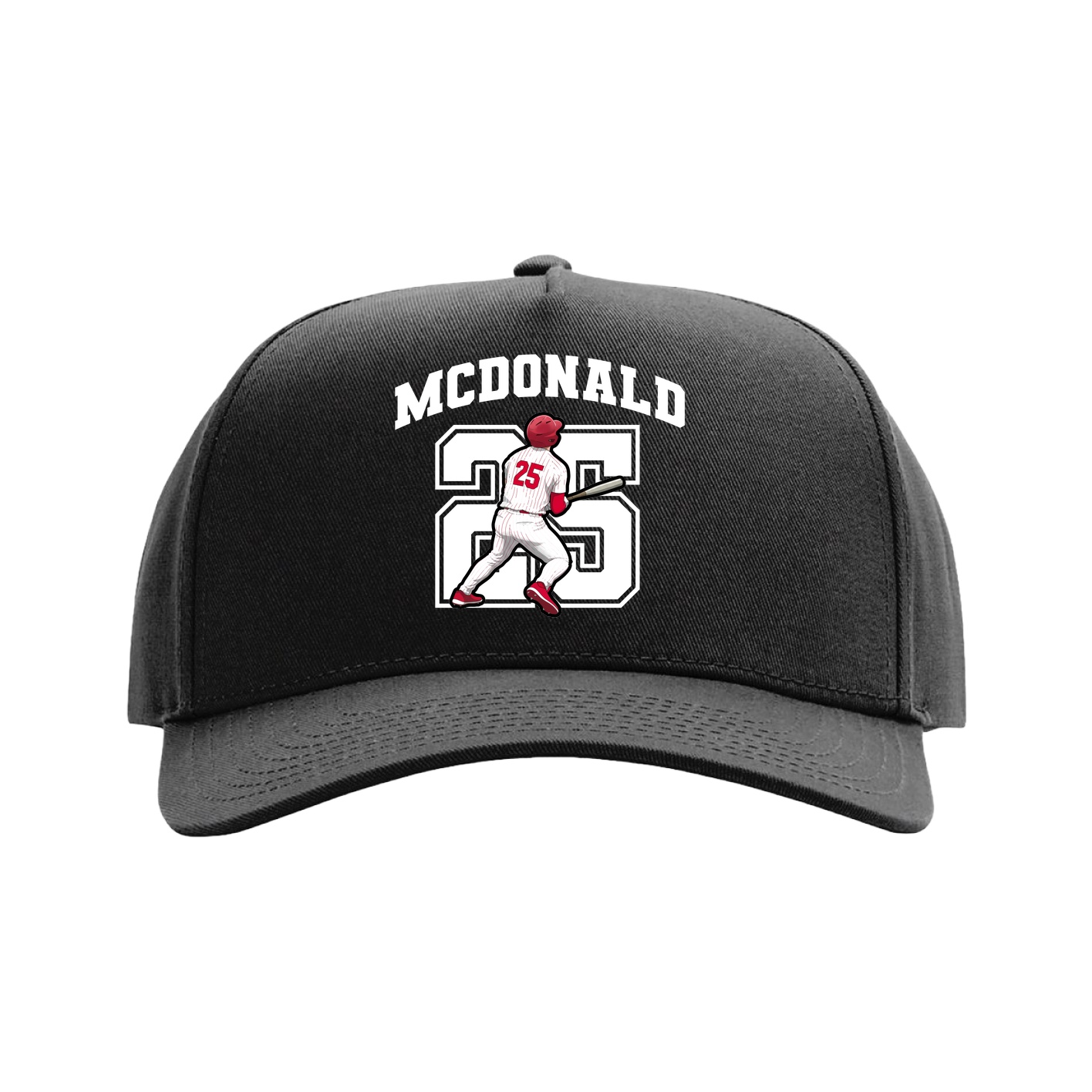 Full Fabric Five-Panel Champ Cap — Number in Black