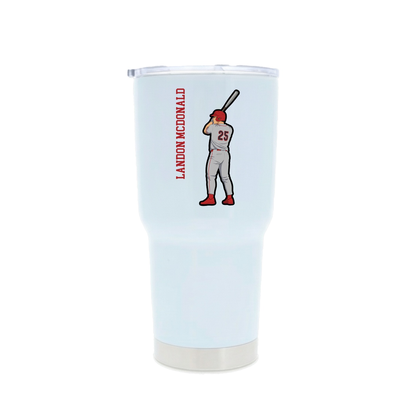 30oz Stainless Steel Tumbler — Name Vertical in White