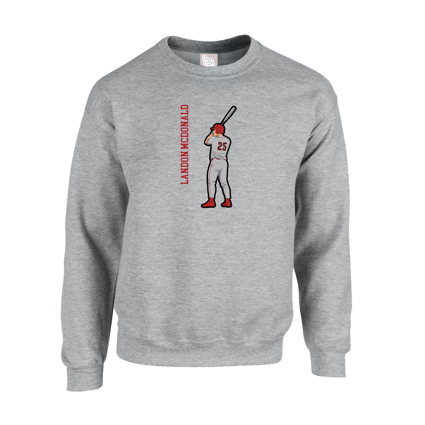 Fleece Crew — Name Vertical in Grey