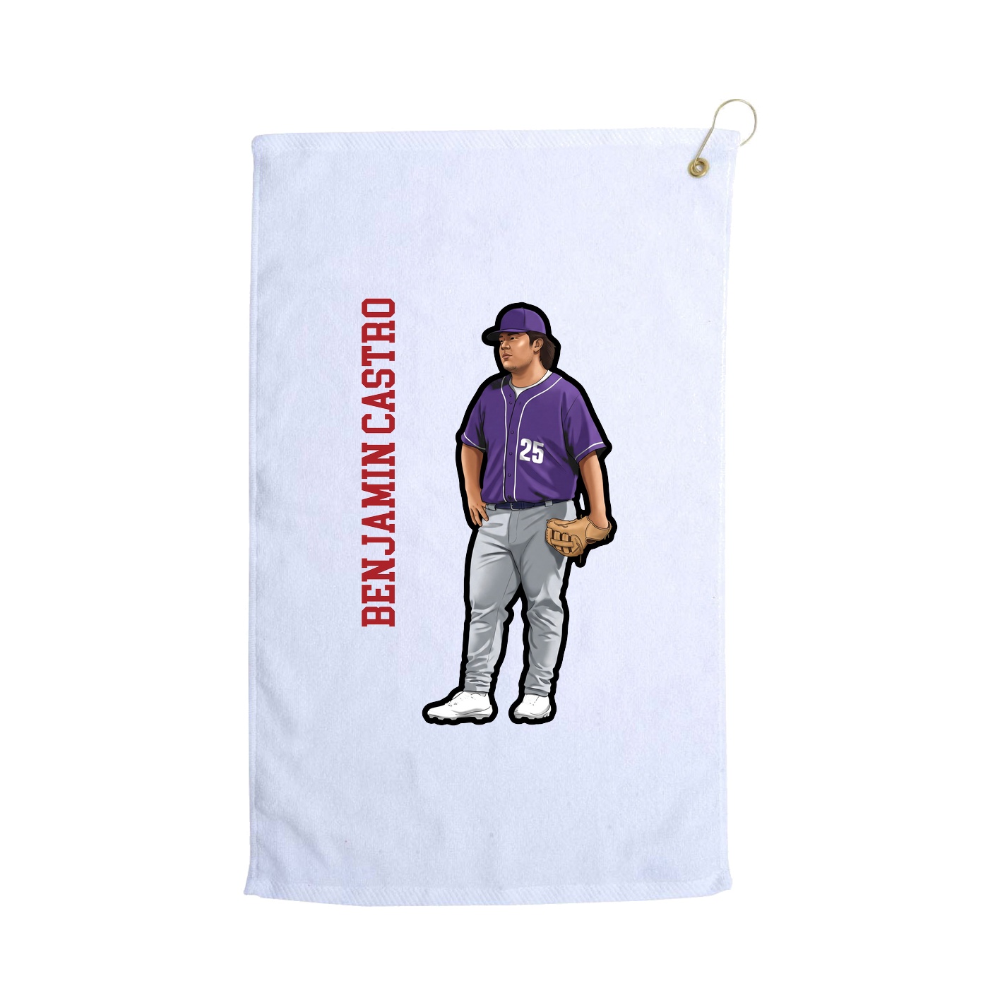 Golf Towel — Name Vertical in White