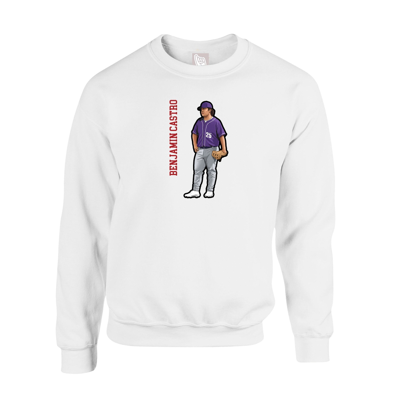 Fleece Crew — Name Vertical in White