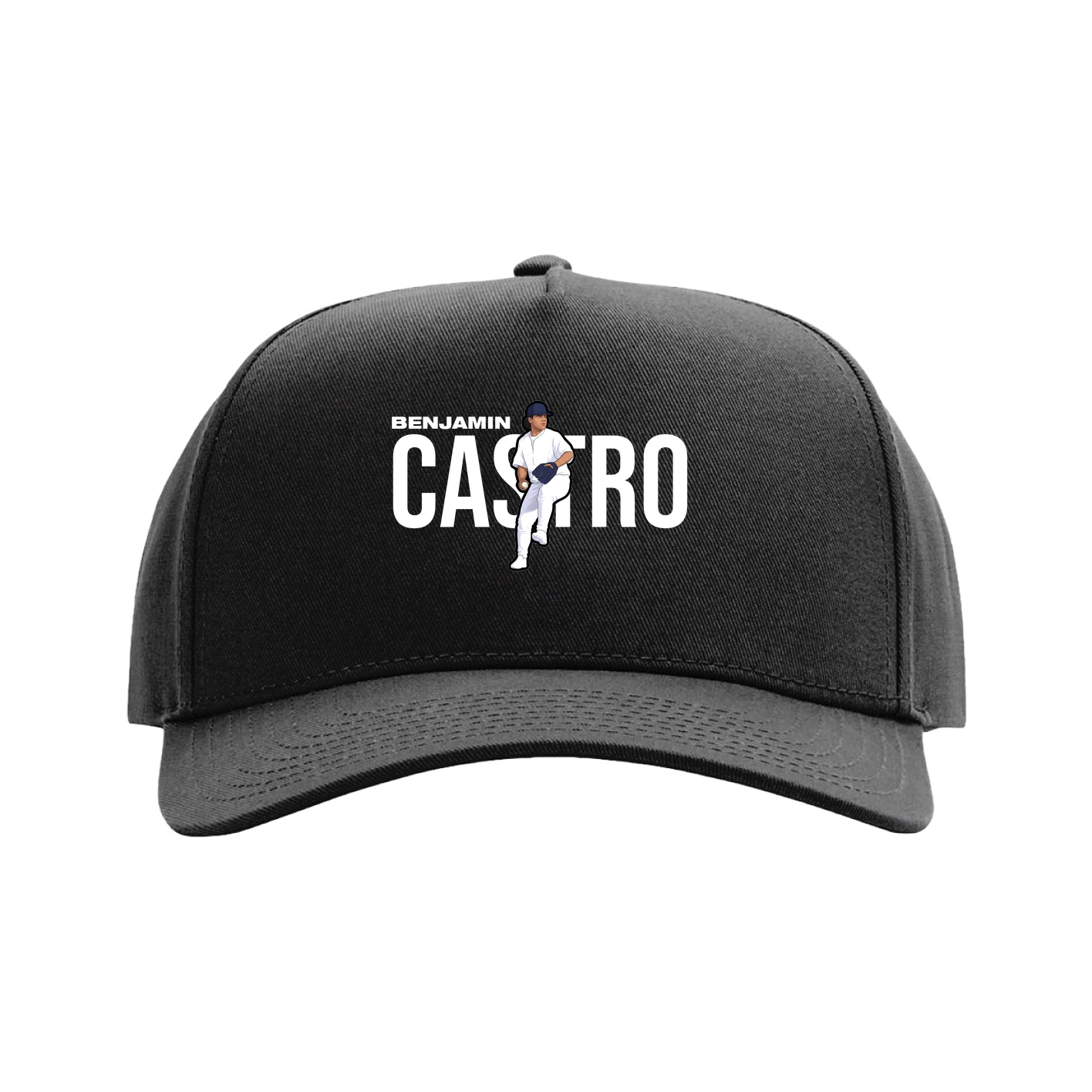 Full Fabric Five-Panel Champ Cap — Player Name in Black