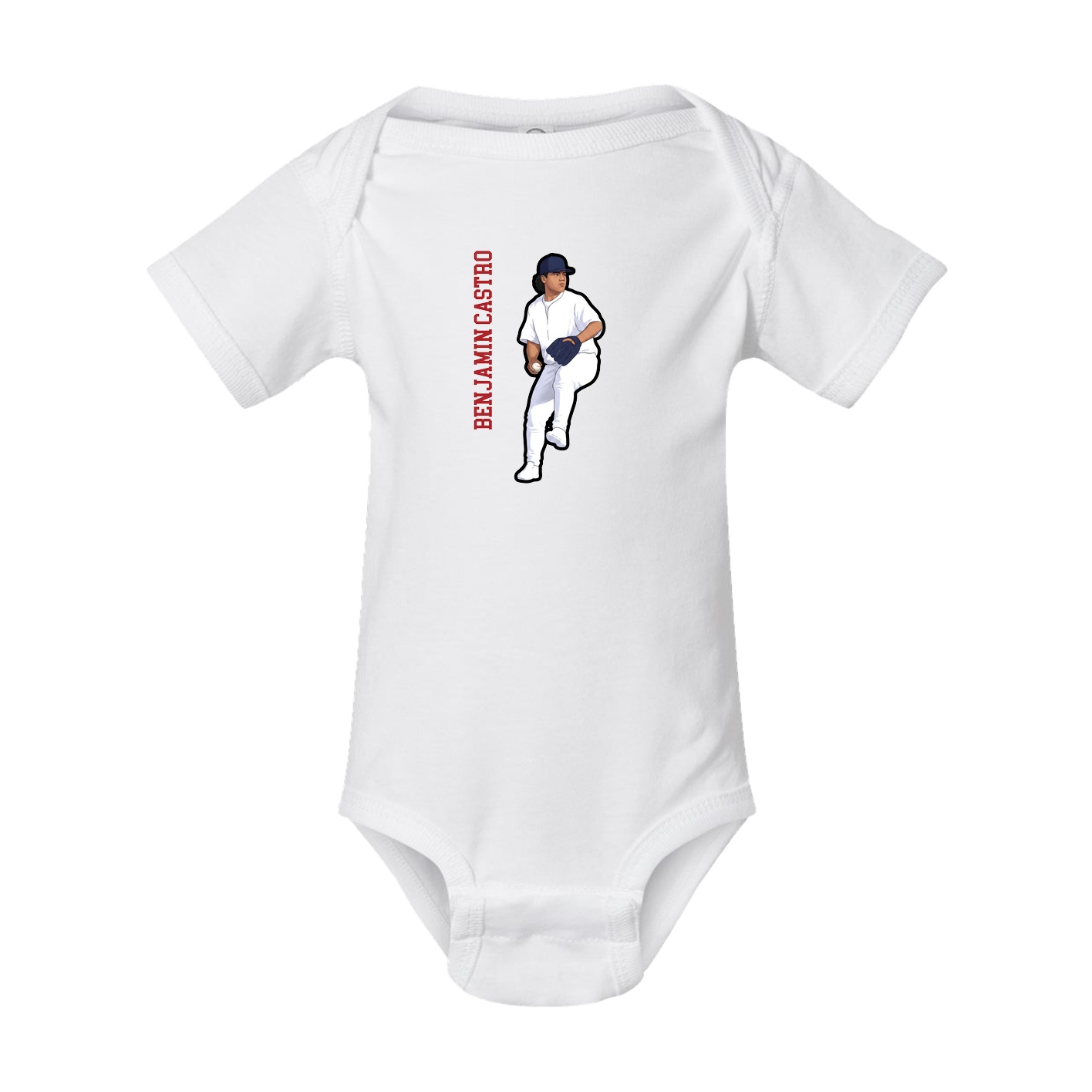 Baby Onesie — Name Vertical in White
