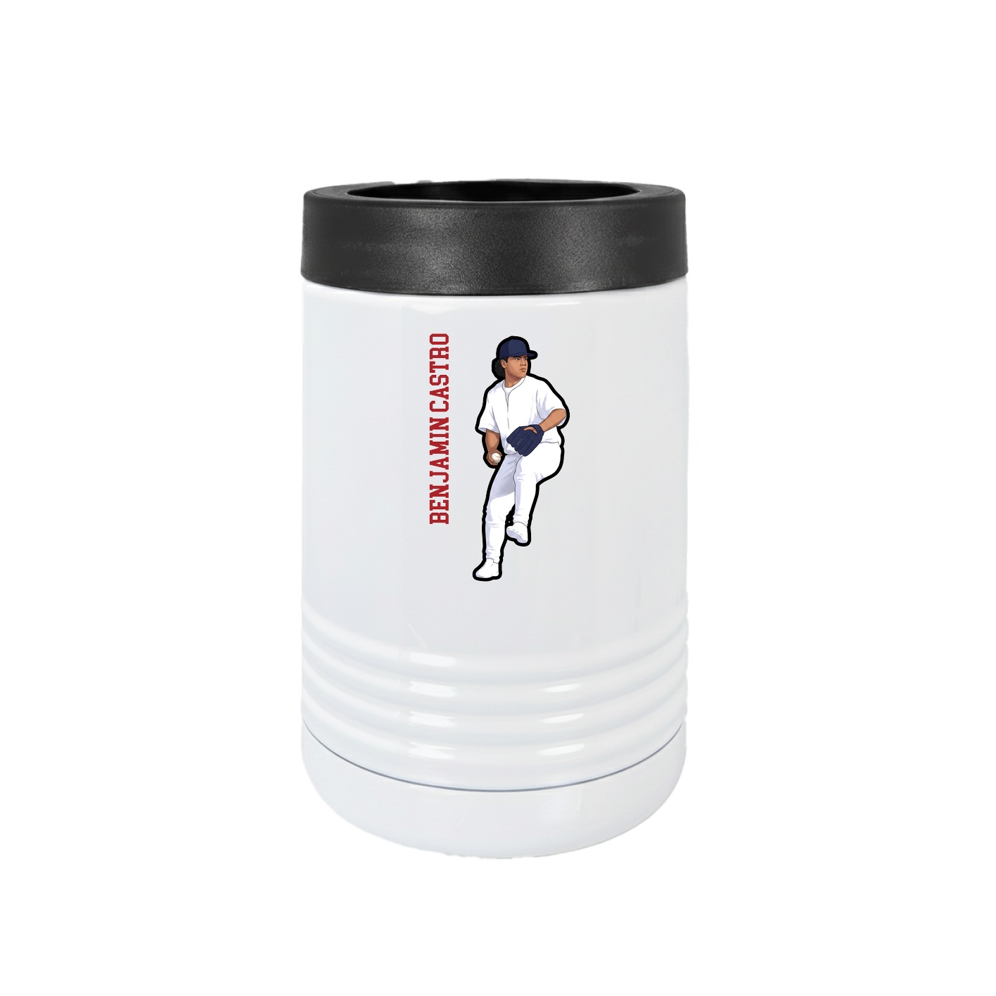 Beverage Holder — Name Vertical in White