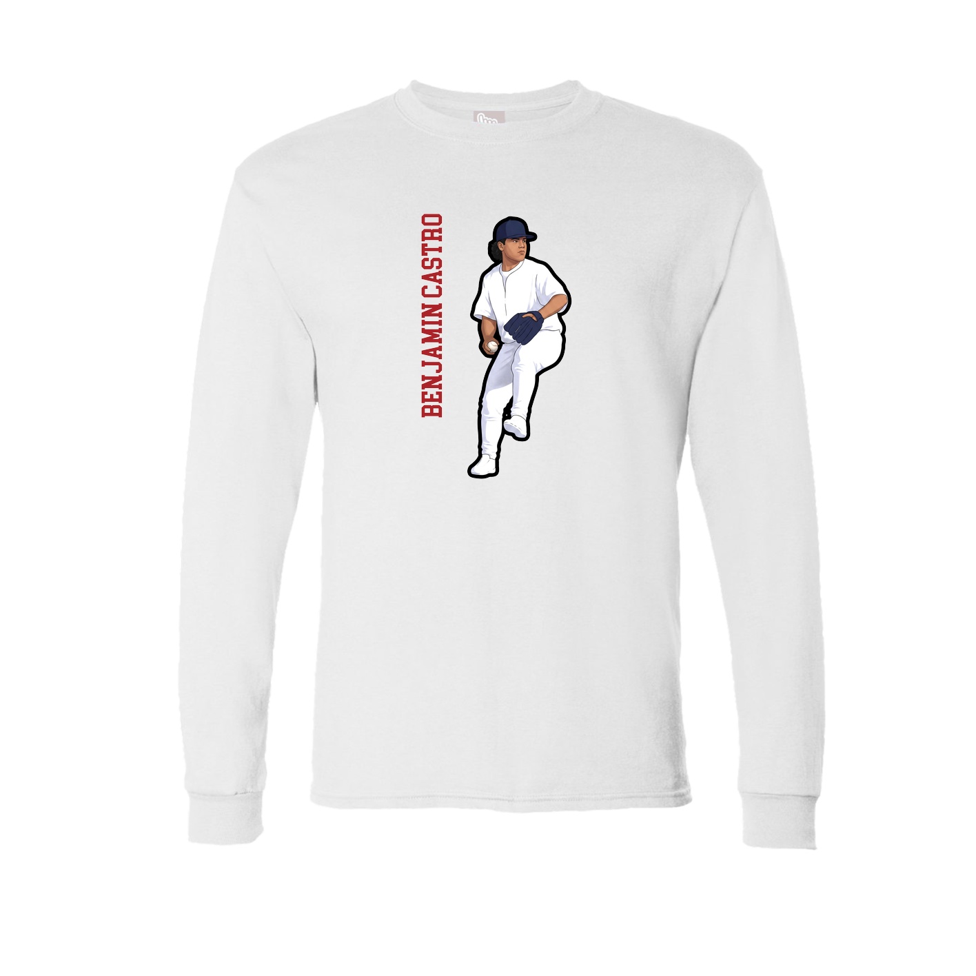 Long Sleeve Tee — Name Vertical in White